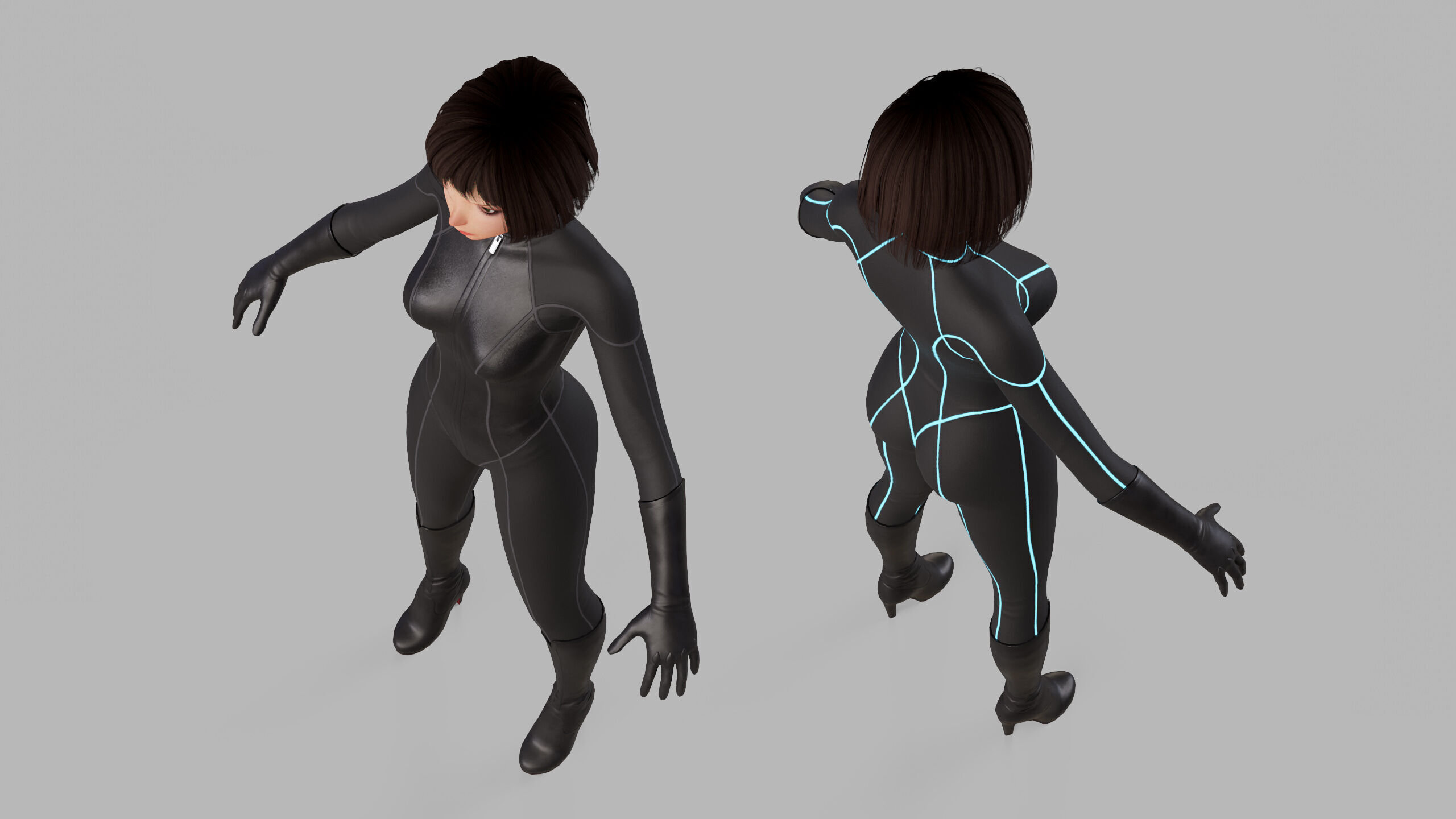 Cartoon Sci Fi Girl Low-poly 3D model_27