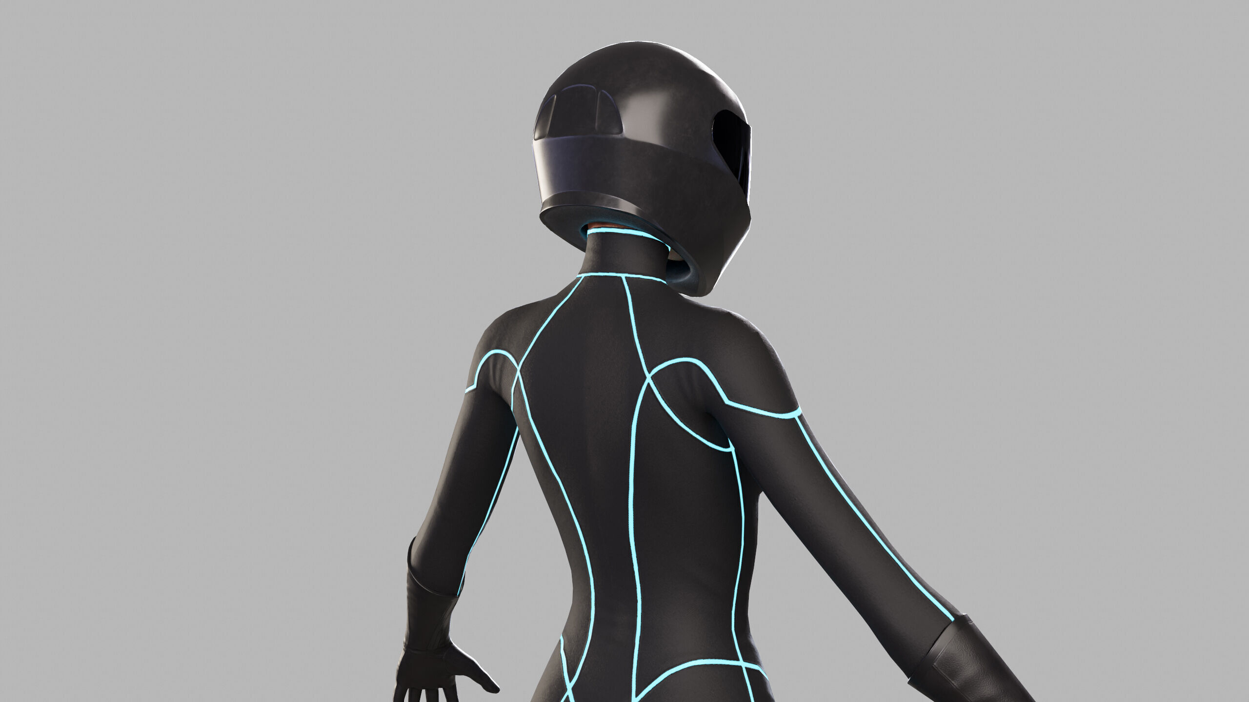 Cartoon Sci Fi Girl Low-poly 3D model_13