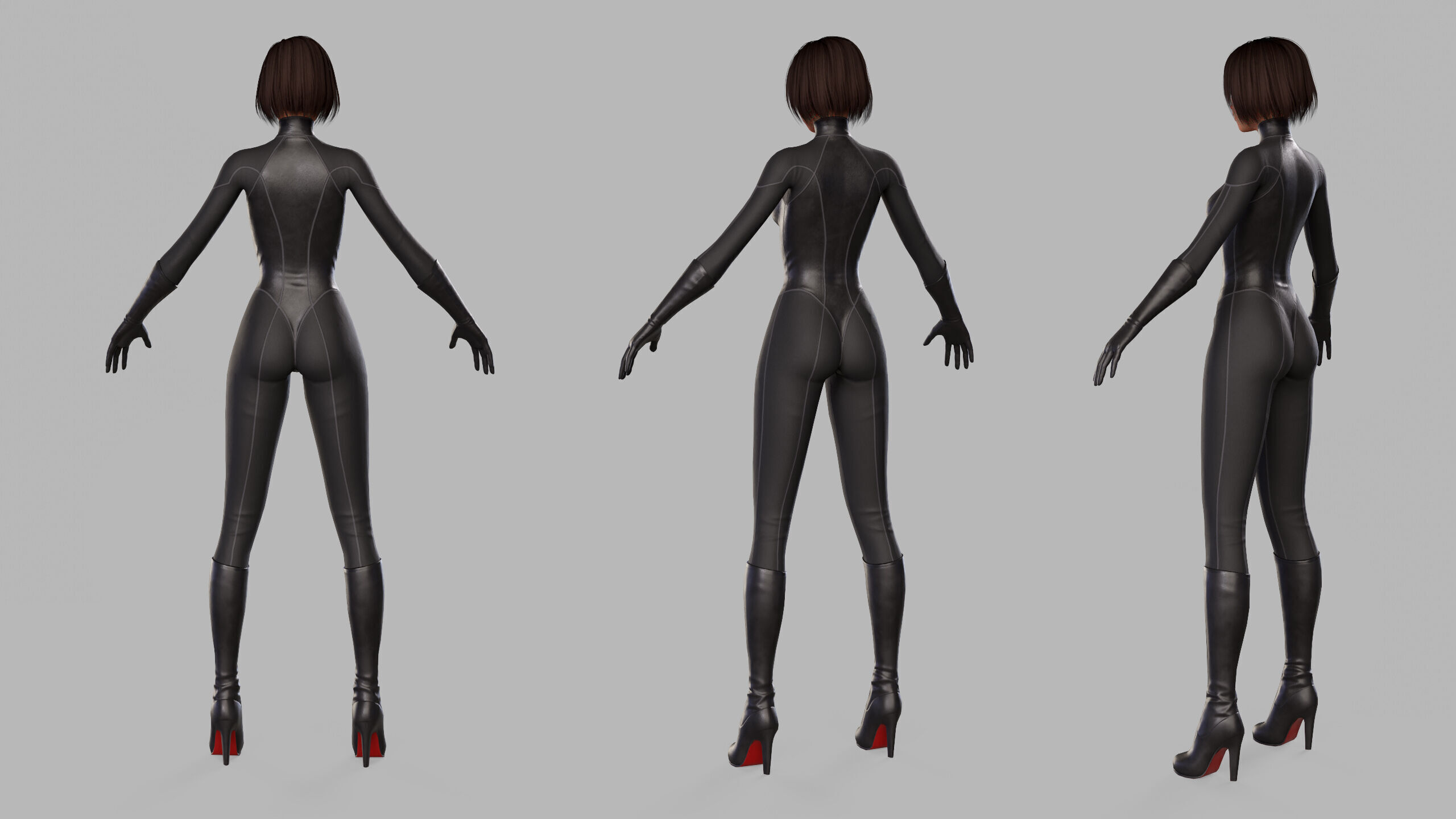 Cartoon Sci Fi Girl Low-poly 3D model_22