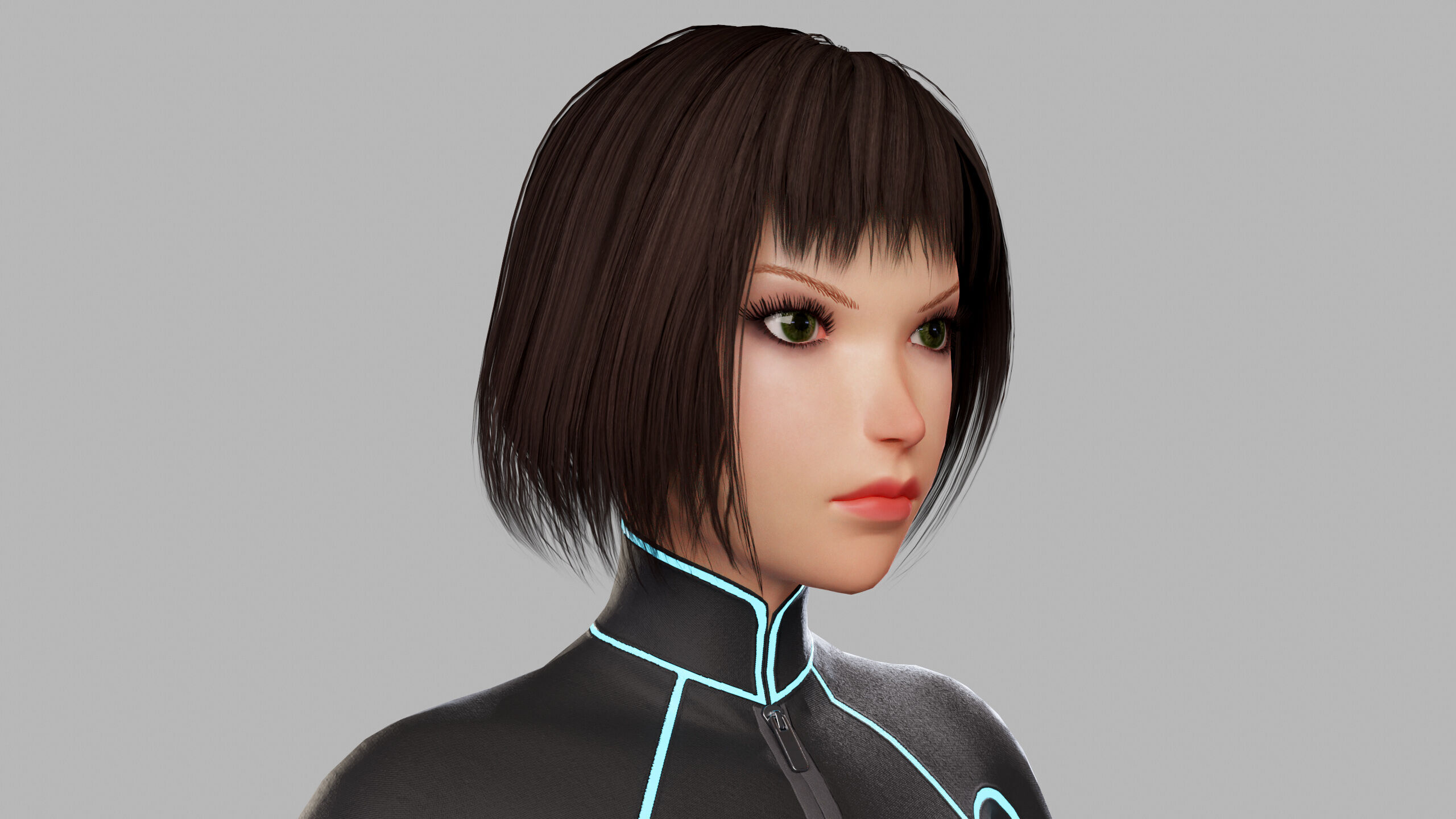 Cartoon Sci Fi Girl Low-poly 3D model_5