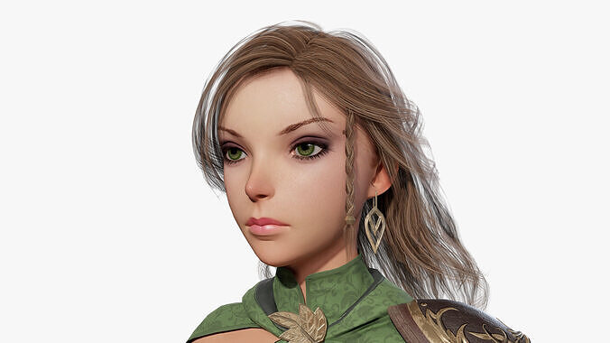 Cartoon Female Ranger Low-poly 3D model