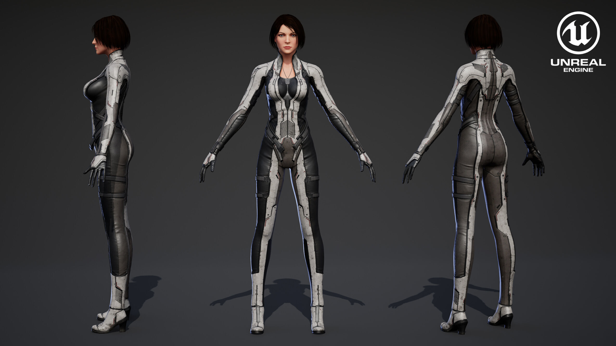 Female Sci Fi Soldier Low-poly 3D model_30