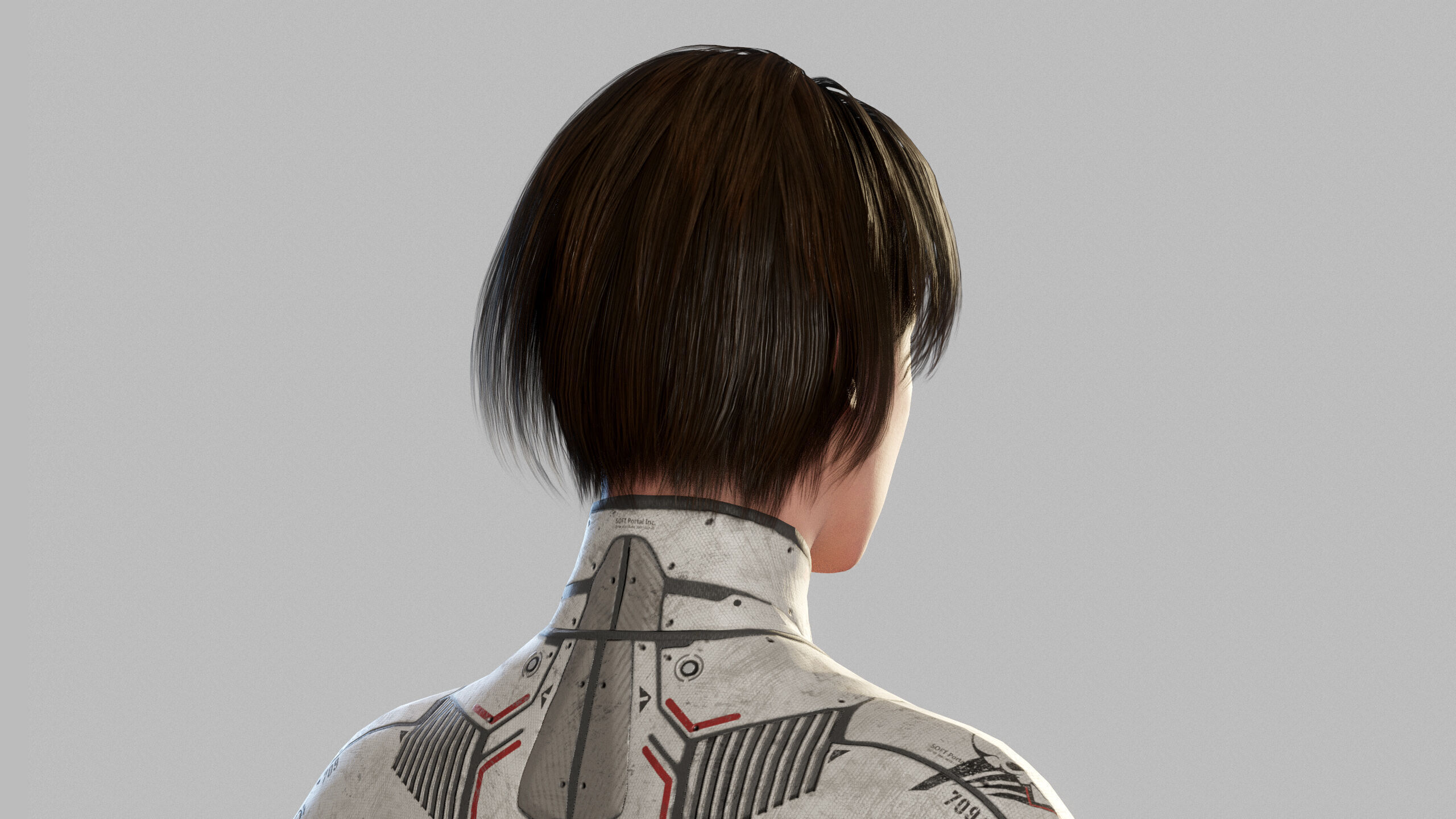 Female Sci Fi Soldier Low-poly 3D model_7