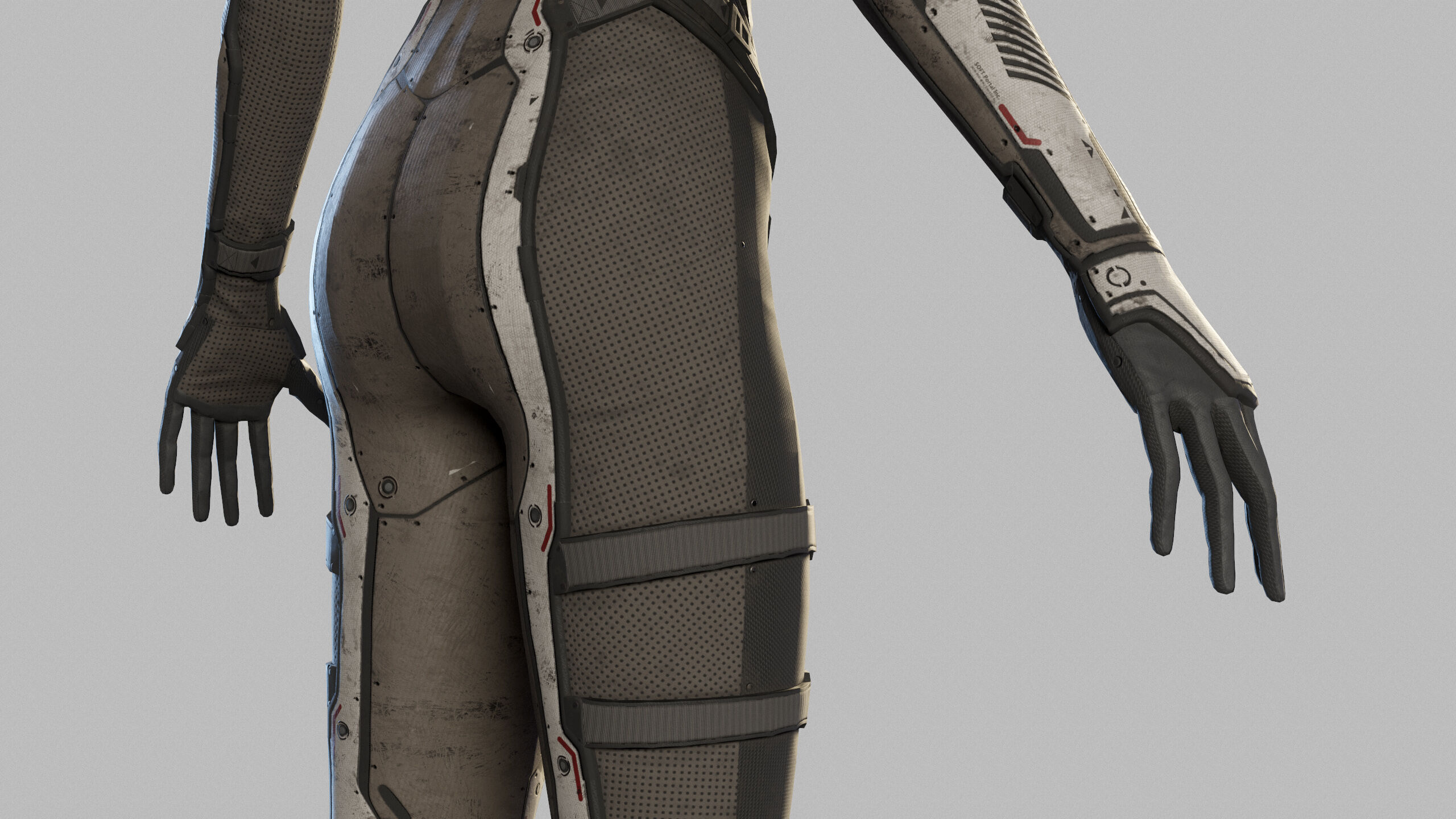 Female Sci Fi Soldier Low-poly 3D model_20