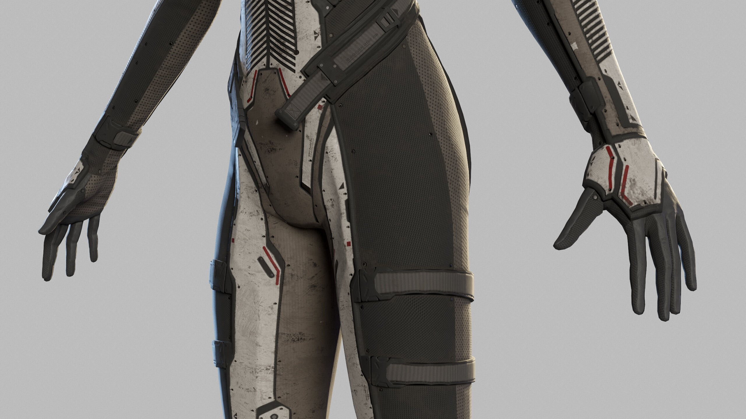 Female Sci Fi Soldier Low-poly 3D model_19