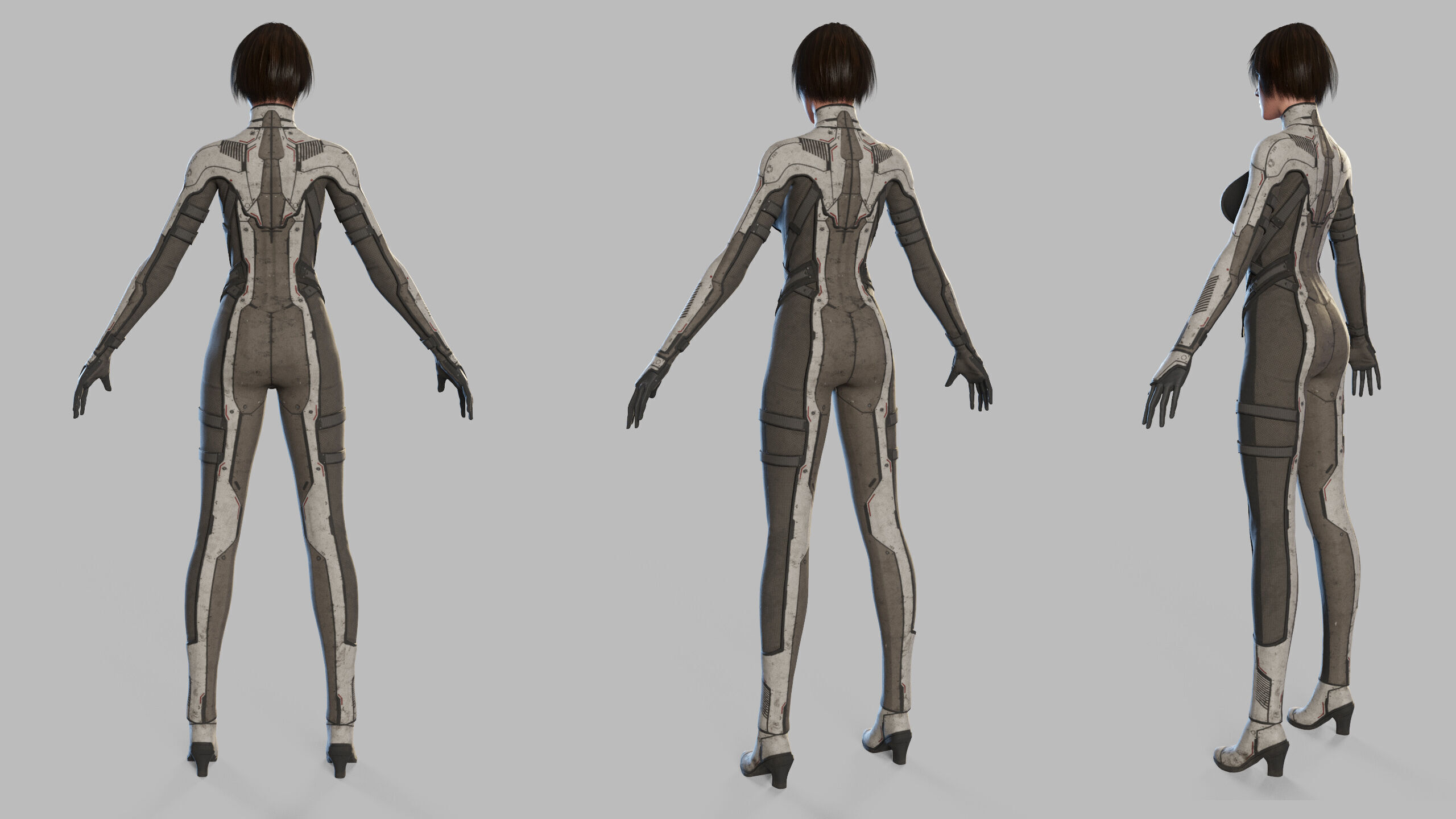 Female Sci Fi Soldier Low-poly 3D model_25