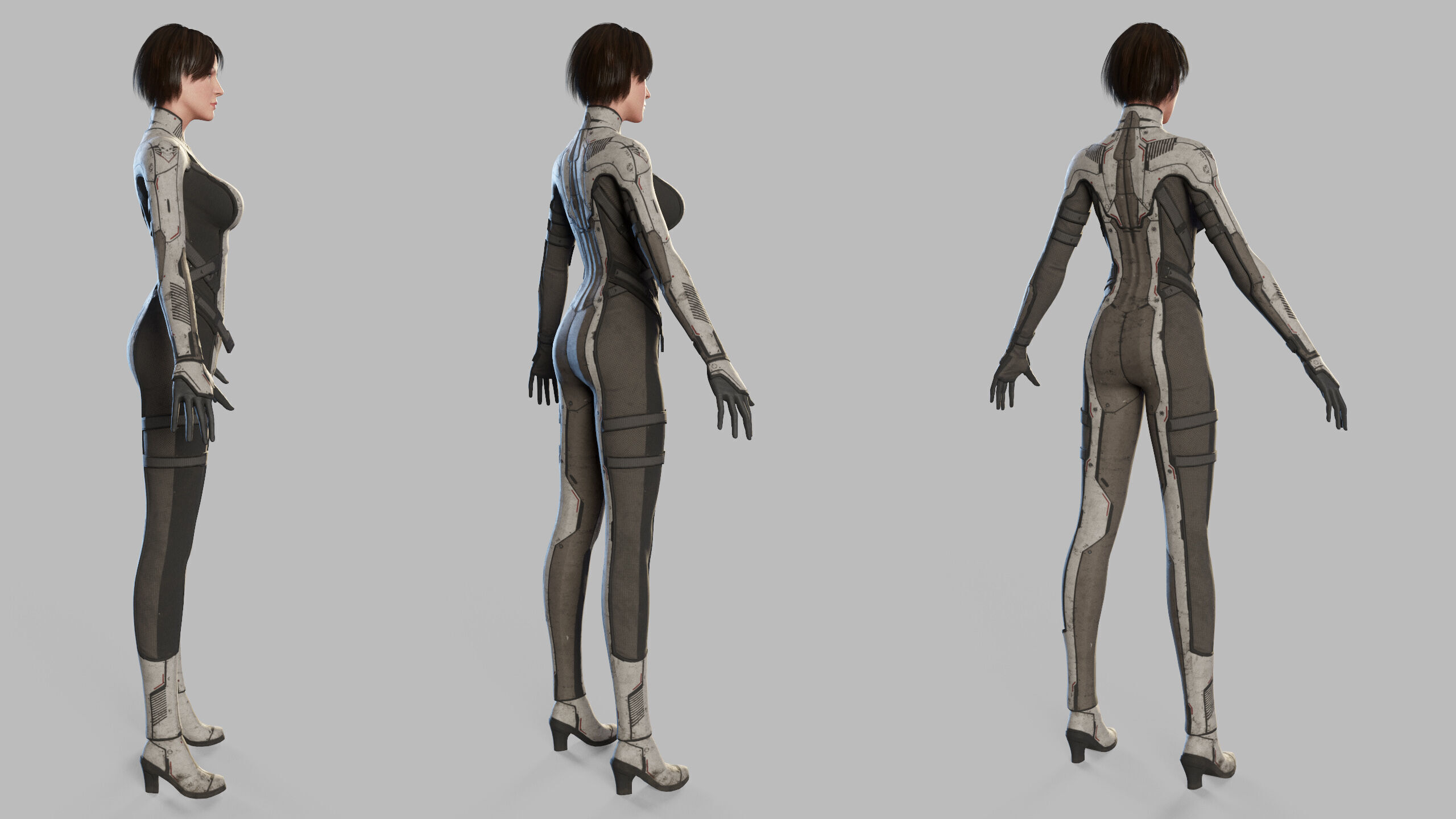 Female Sci Fi Soldier Low-poly 3D model_24