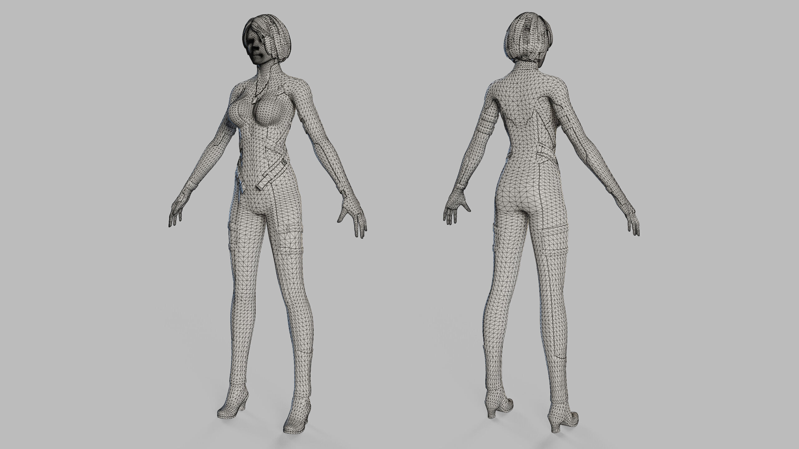 Female Sci Fi Soldier Low-poly 3D model_32
