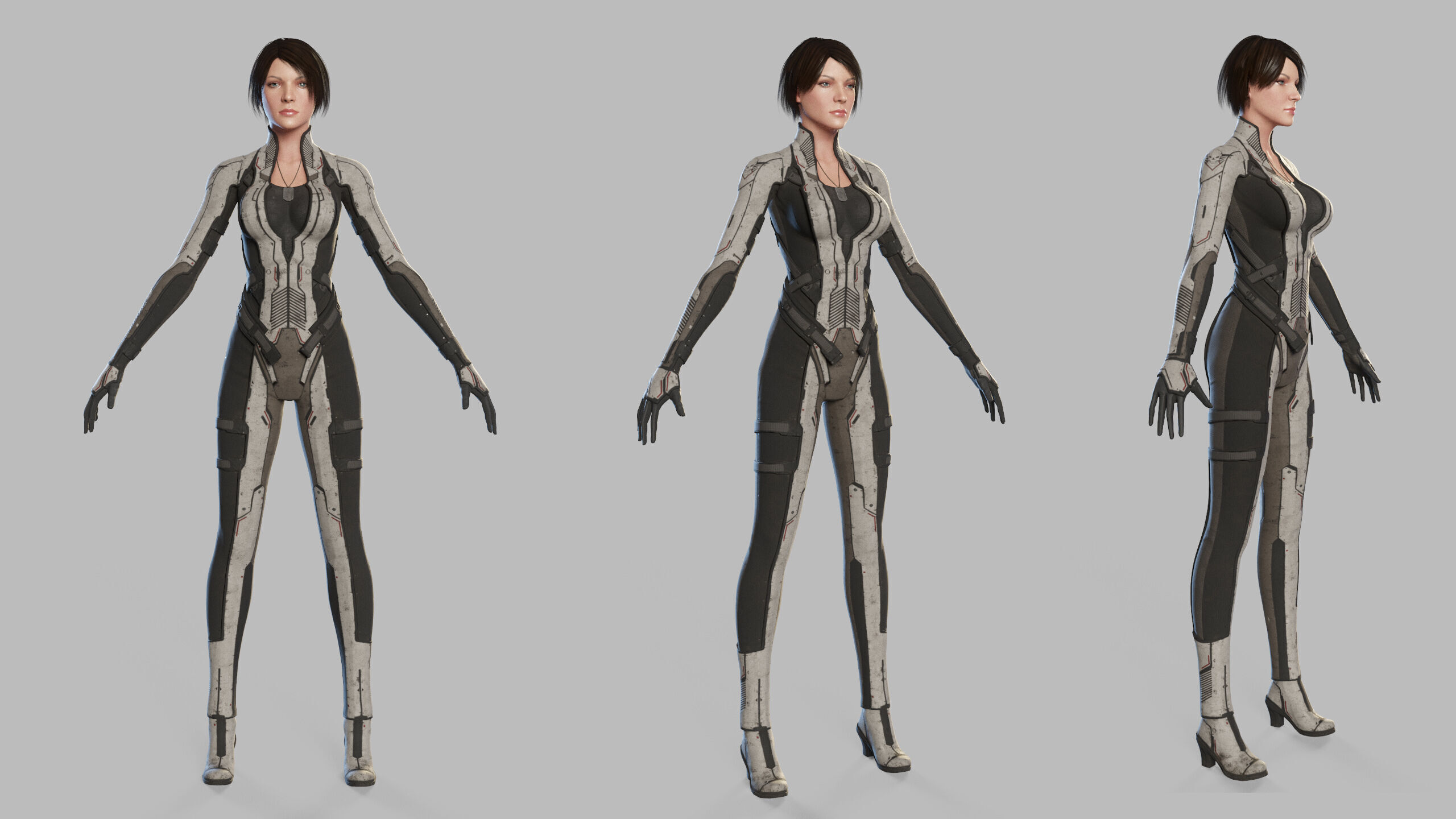 Female Sci Fi Soldier Low-poly 3D model_23