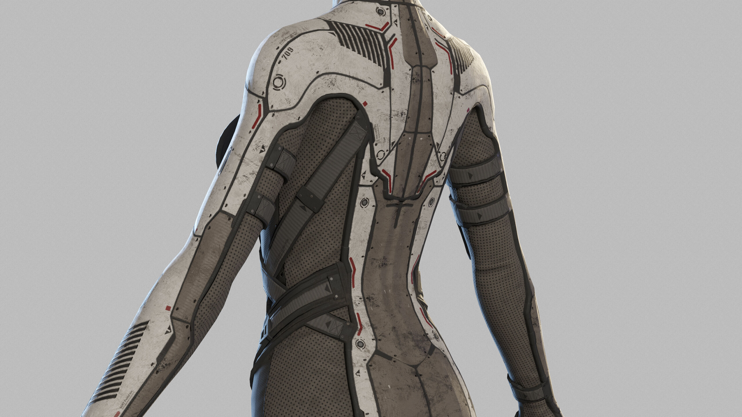 Female Sci Fi Soldier Low-poly 3D model_18