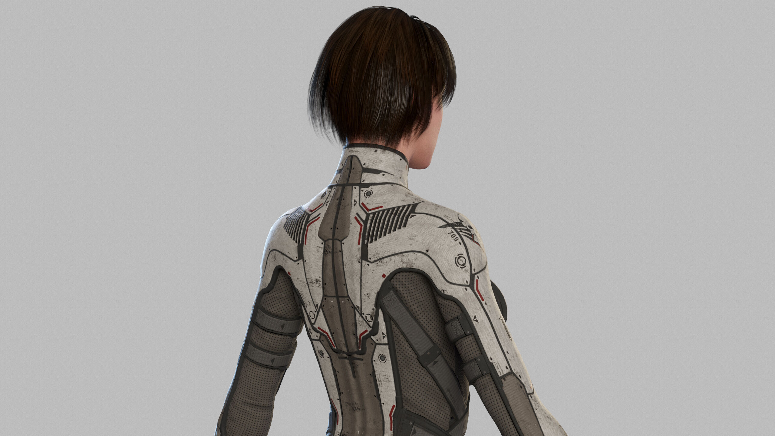 Female Sci Fi Soldier Low-poly 3D model_14