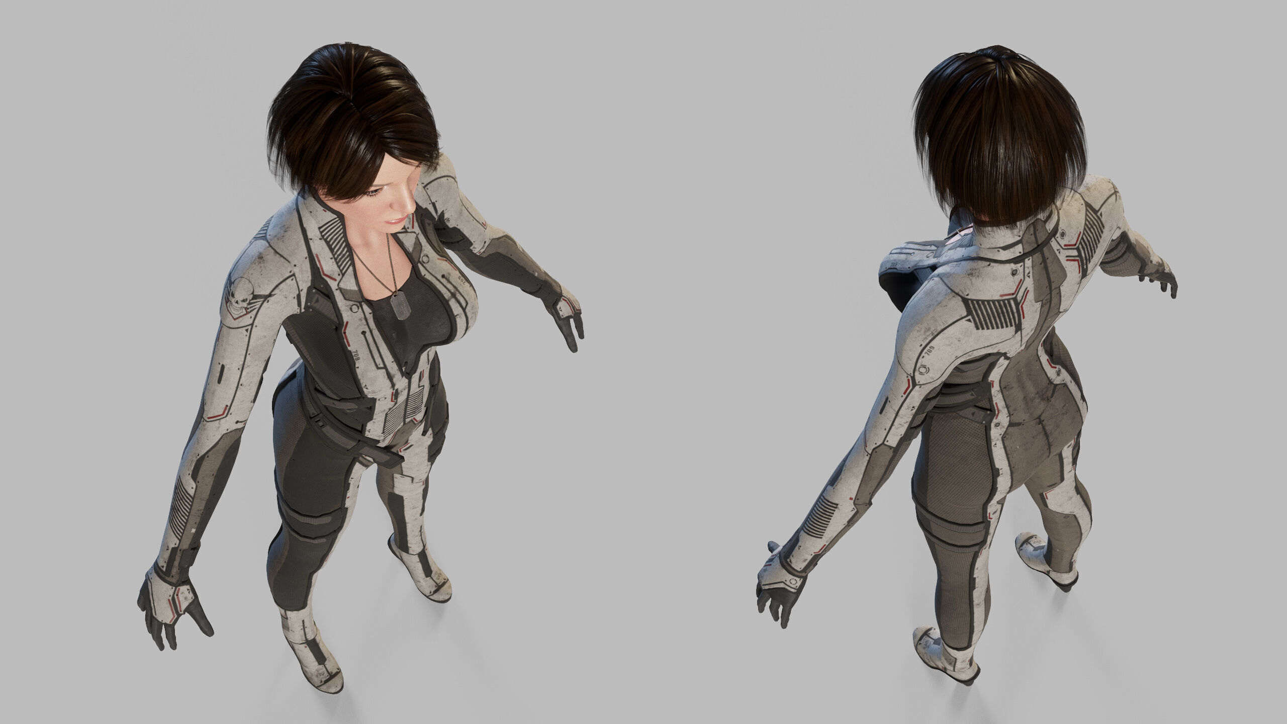 Female Sci Fi Soldier Low-poly 3D model_28