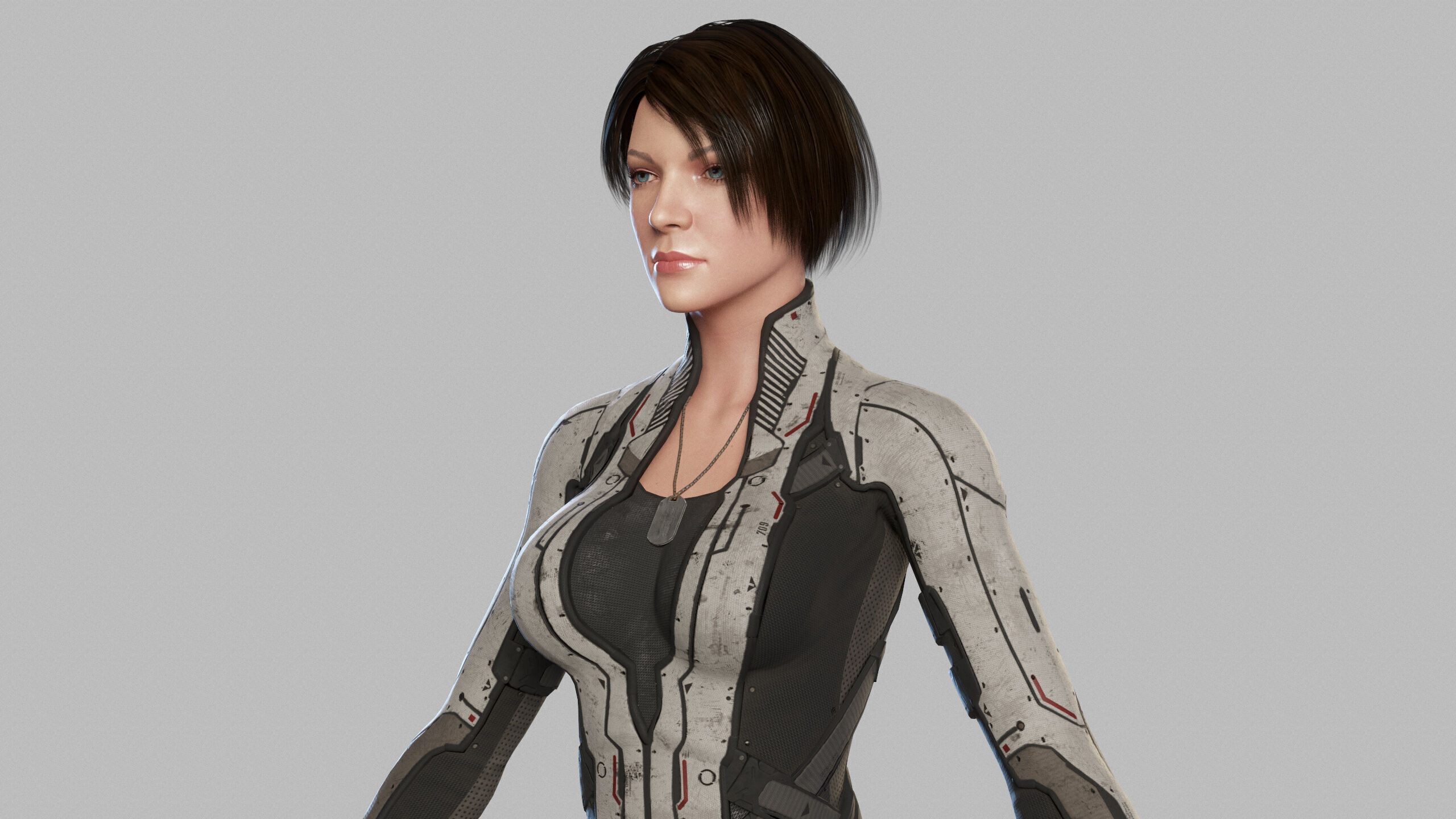 Female Sci Fi Soldier Low-poly 3D model_13