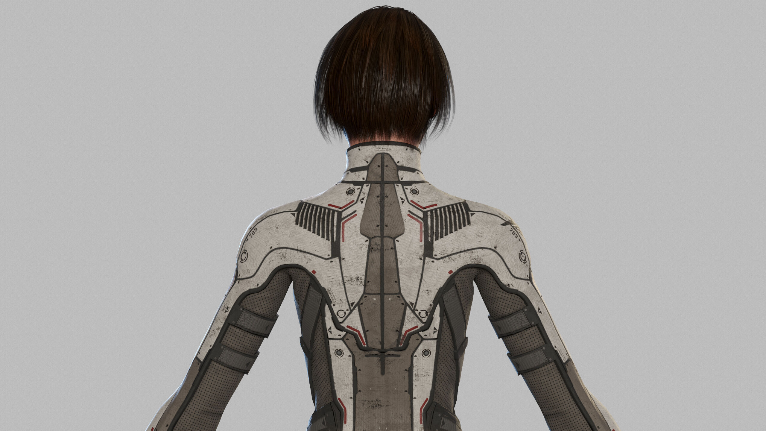 Female Sci Fi Soldier Low-poly 3D model_12