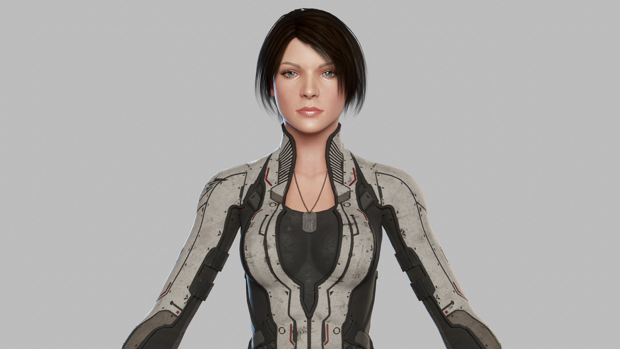 Female Sci Fi Soldier Low-poly 3D model_11