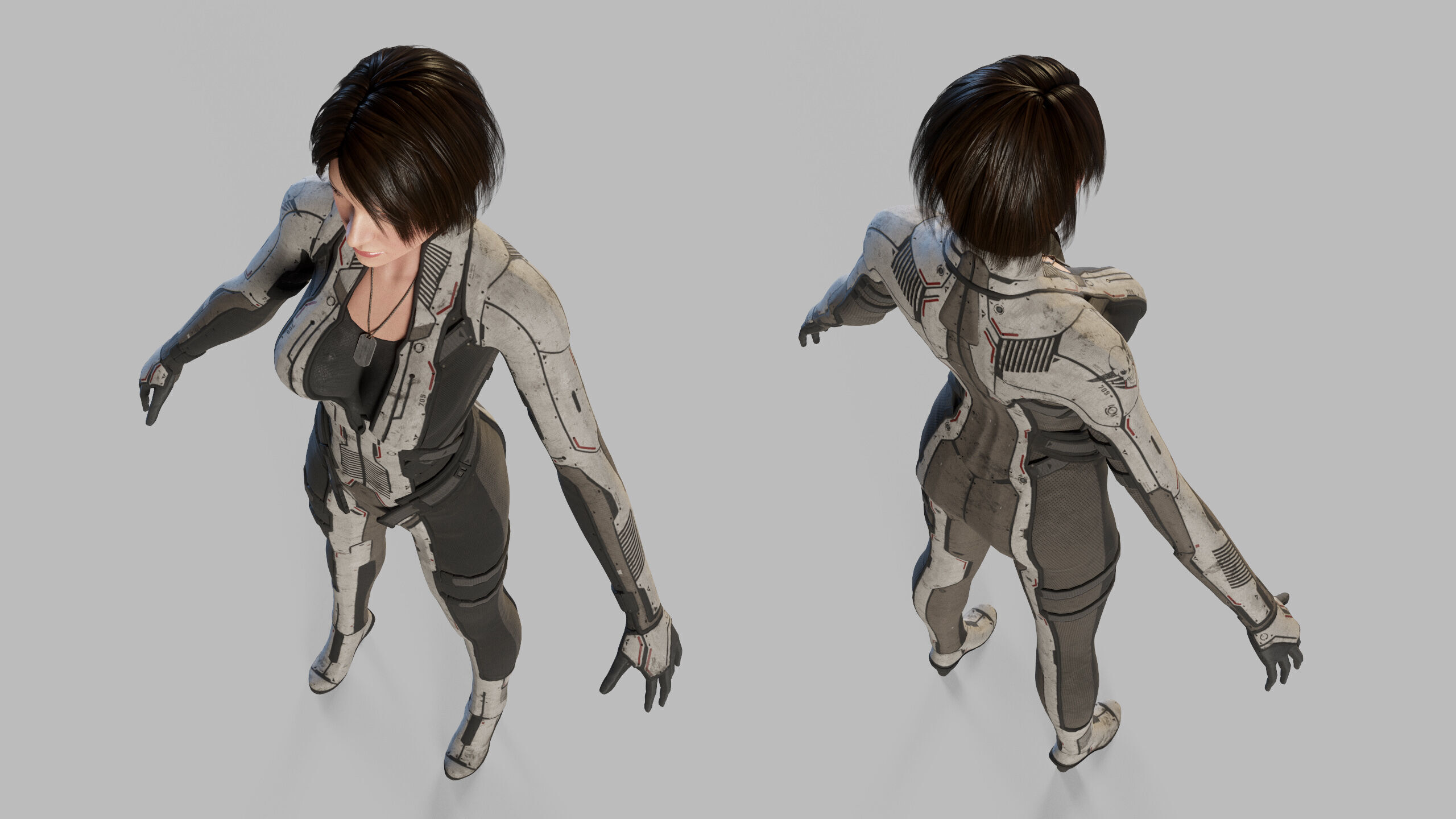 Female Sci Fi Soldier Low-poly 3D model_27