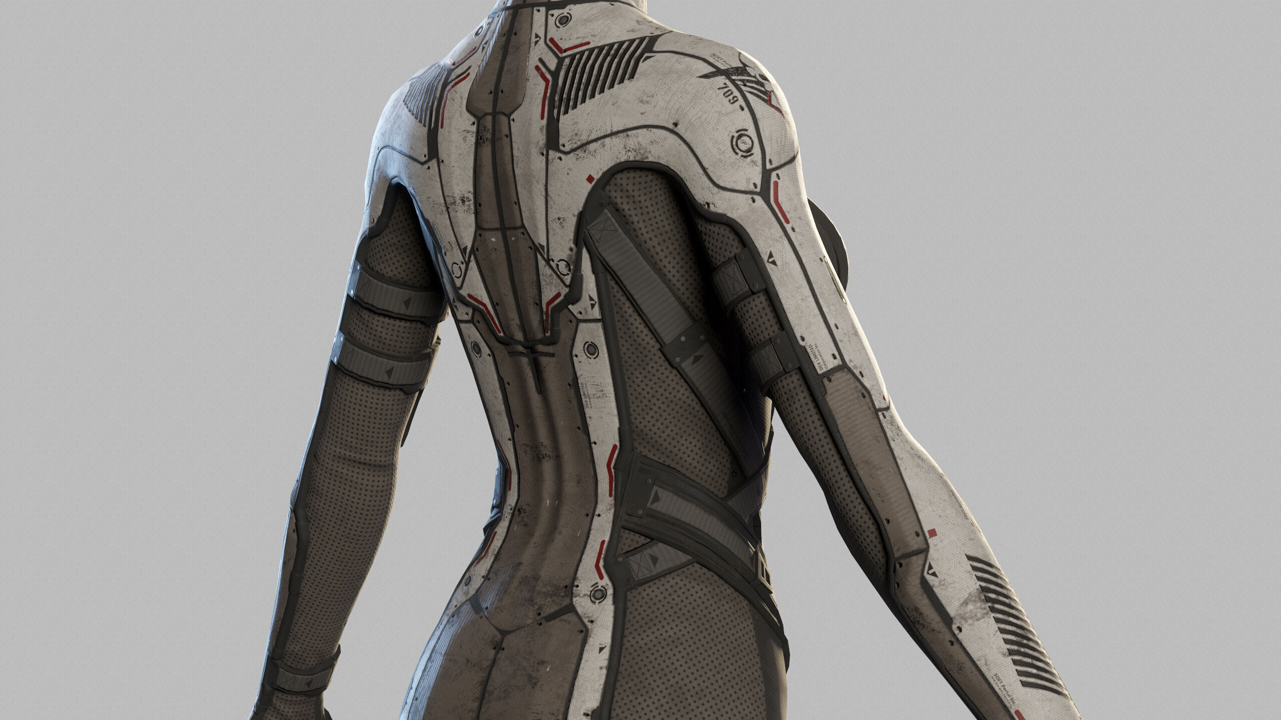 Female Sci Fi Soldier Low-poly 3D model_17