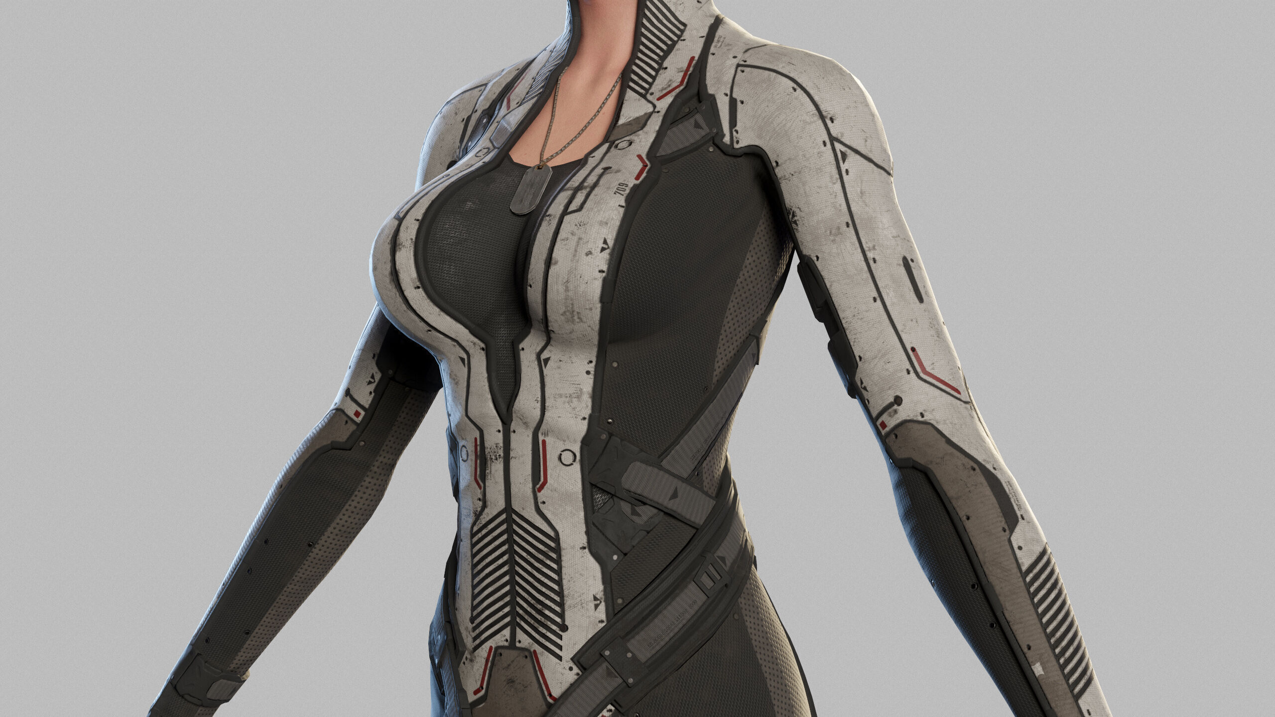 Female Sci Fi Soldier Low-poly 3D model_15