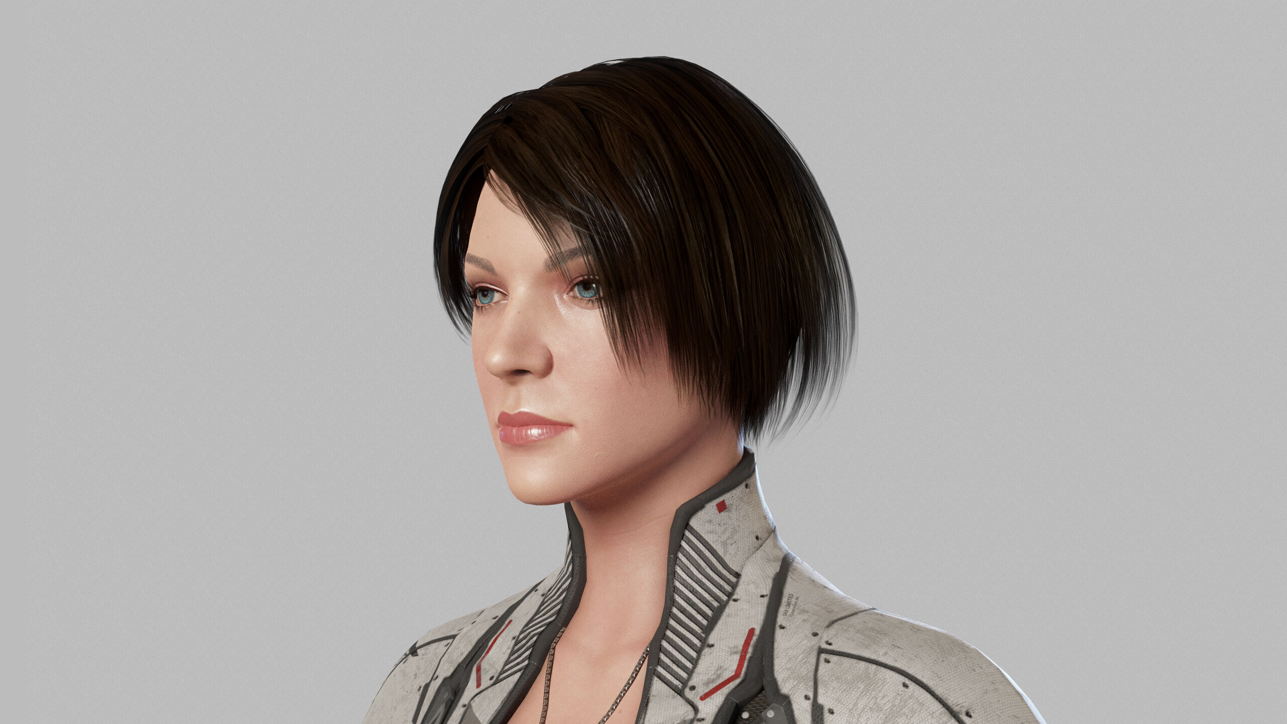 Female Sci Fi Soldier Low-poly 3D model_10