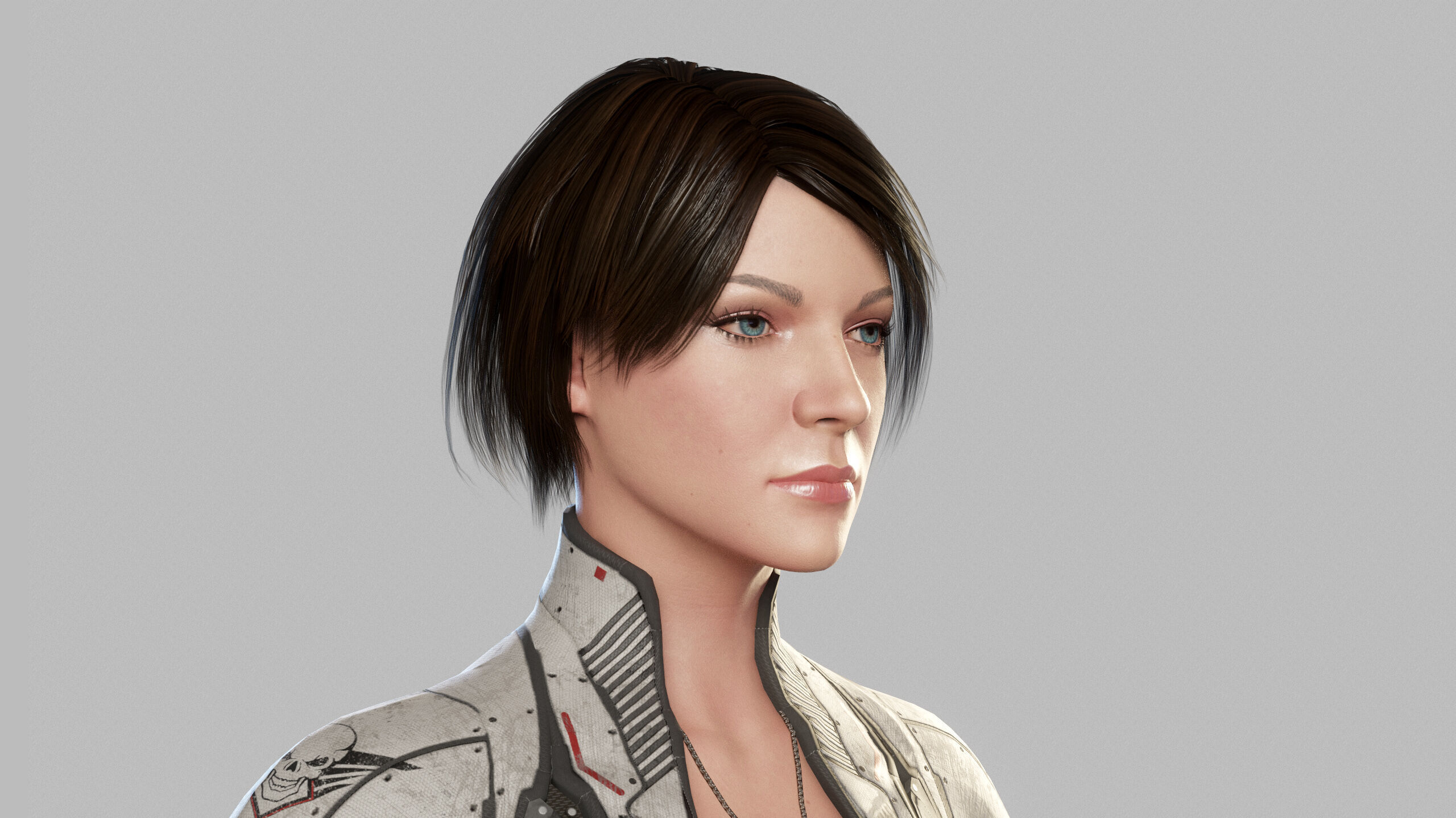 Female Sci Fi Soldier Low-poly 3D model_5