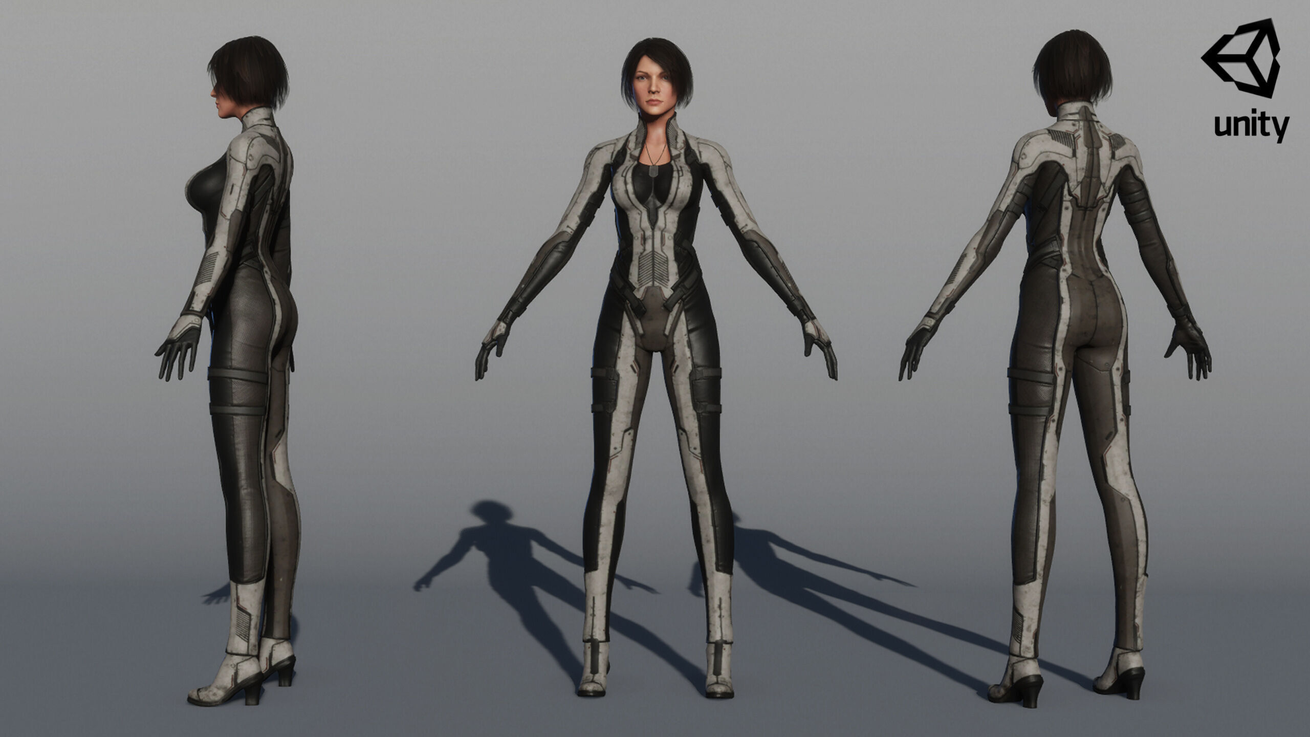 Female Sci Fi Soldier Low-poly 3D model_31