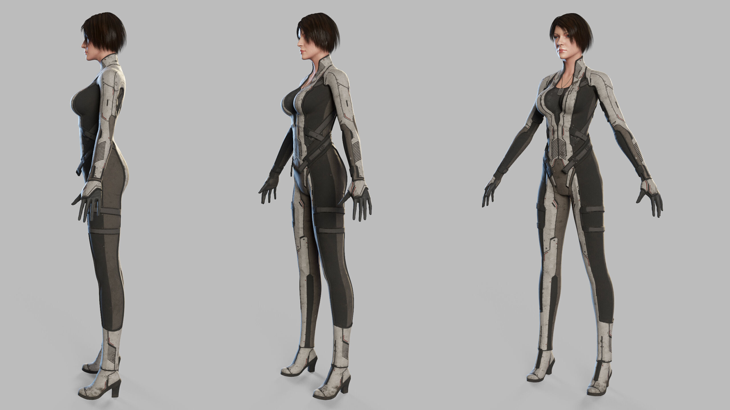 Female Sci Fi Soldier Low-poly 3D model_26