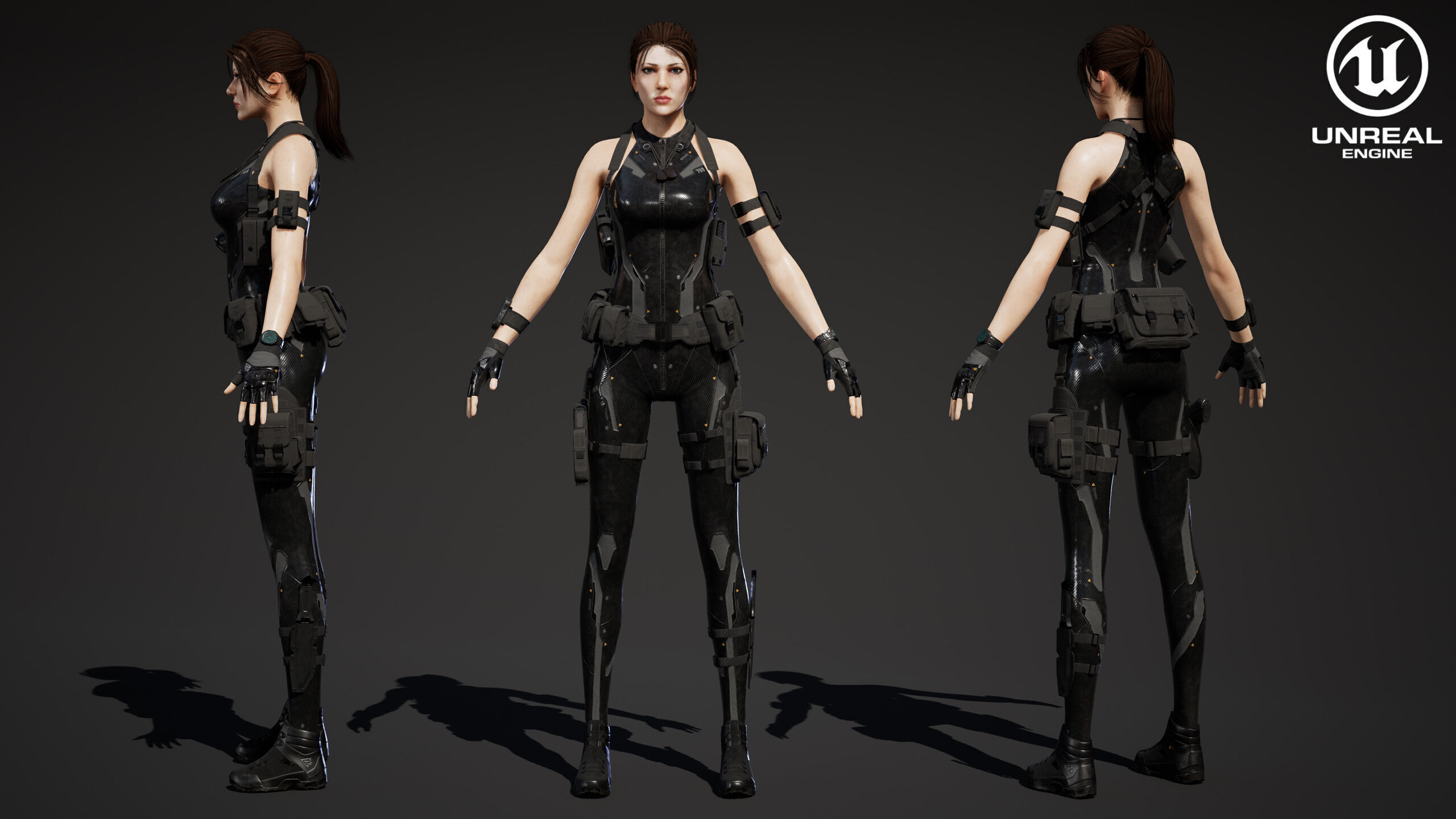 Female Sci Fi Soldier Low-poly 3D model_28