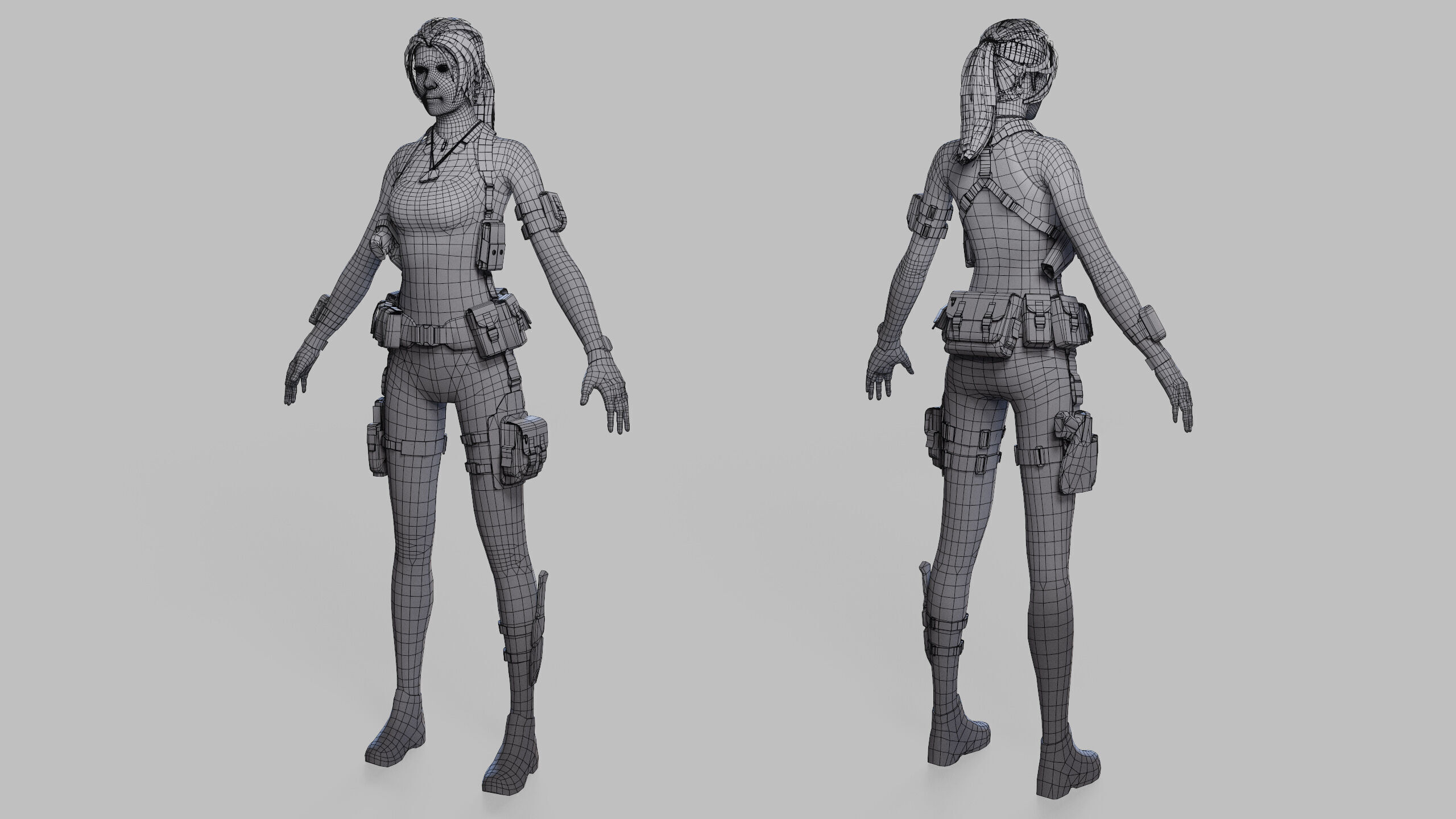 Female Sci Fi Soldier Low-poly 3D model_29