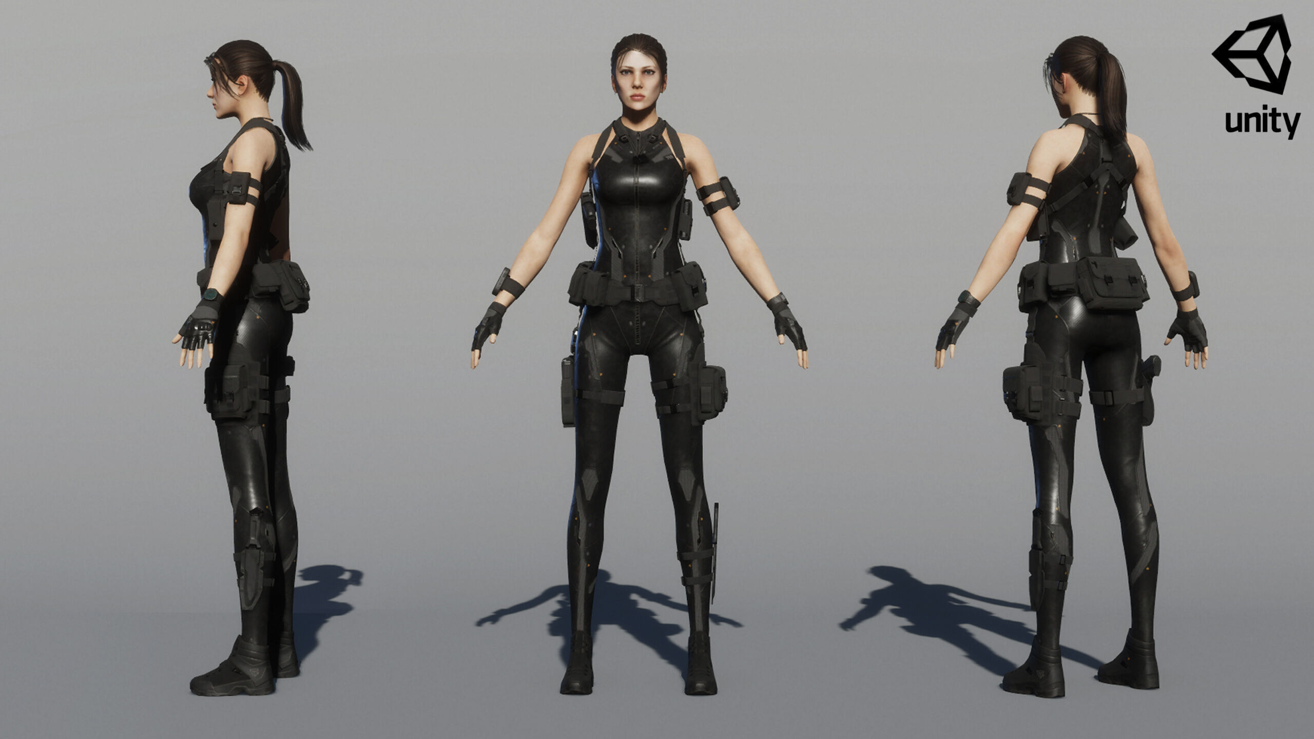 Female Sci Fi Soldier Low-poly 3D model_27