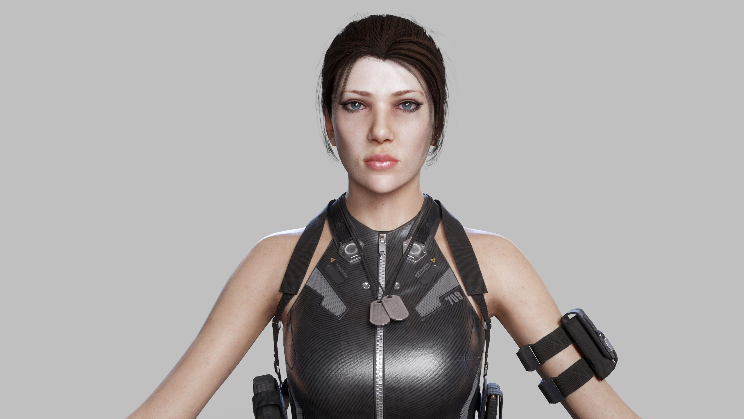 Female Sci Fi Soldier Low-poly 3D model_9