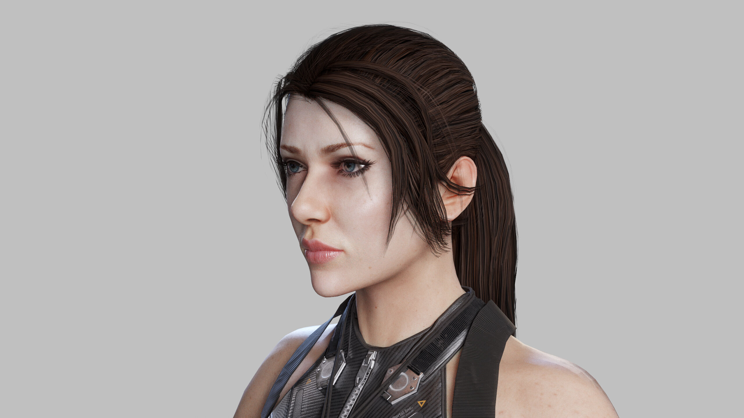 Female Sci Fi Soldier Low-poly 3D model_8