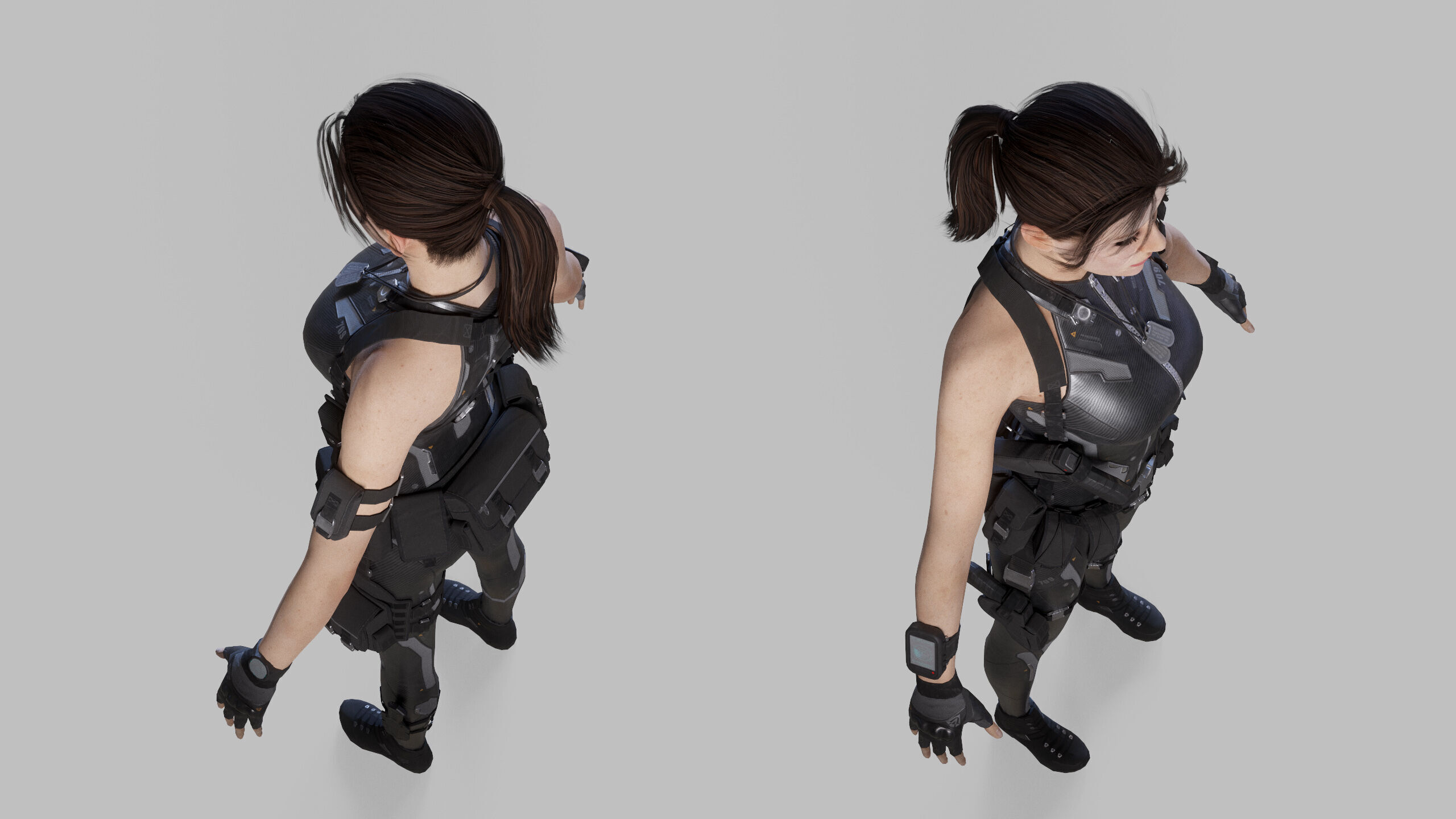 Female Sci Fi Soldier Low-poly 3D model_25