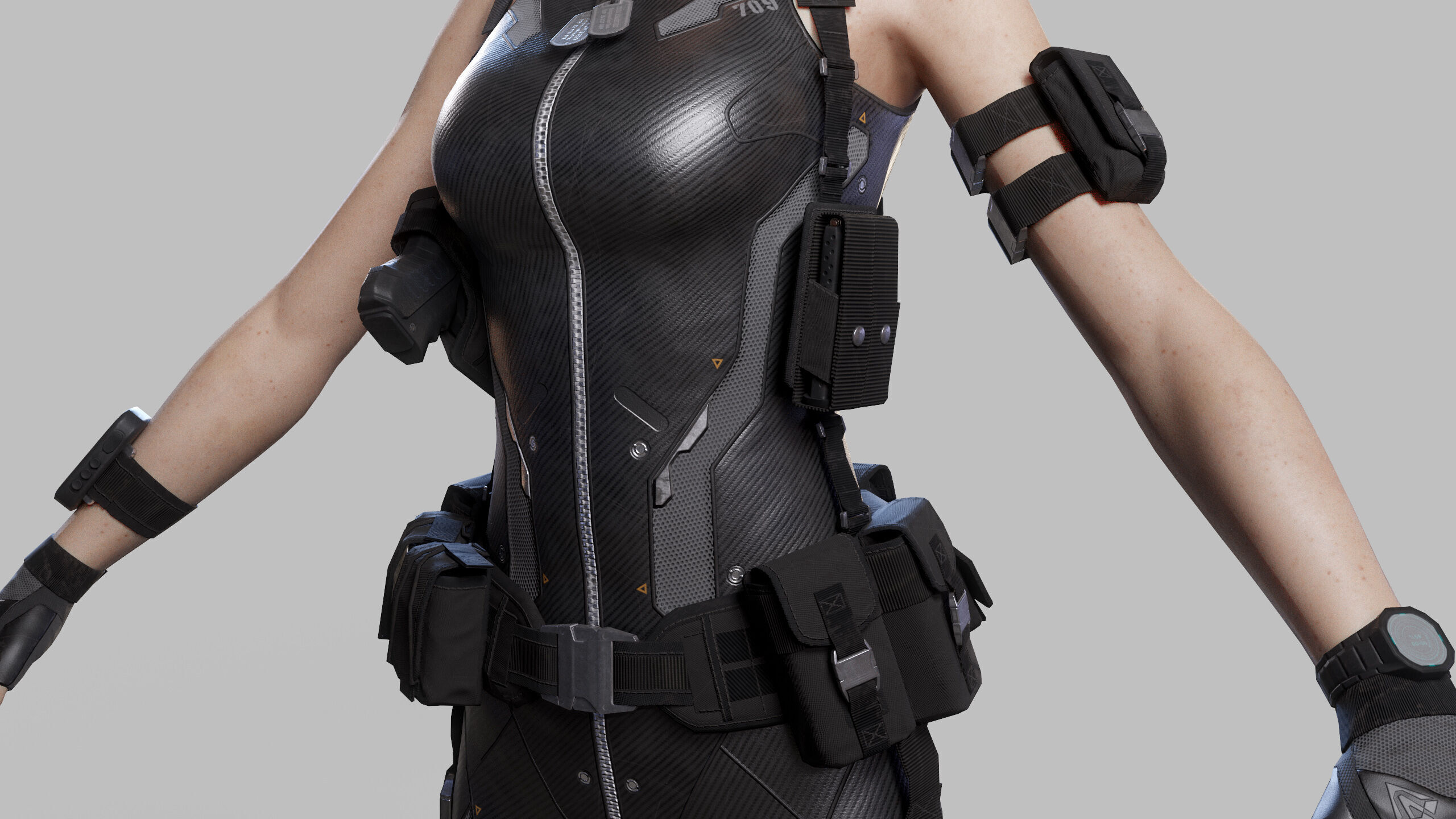 Female Sci Fi Soldier Low-poly 3D model_11