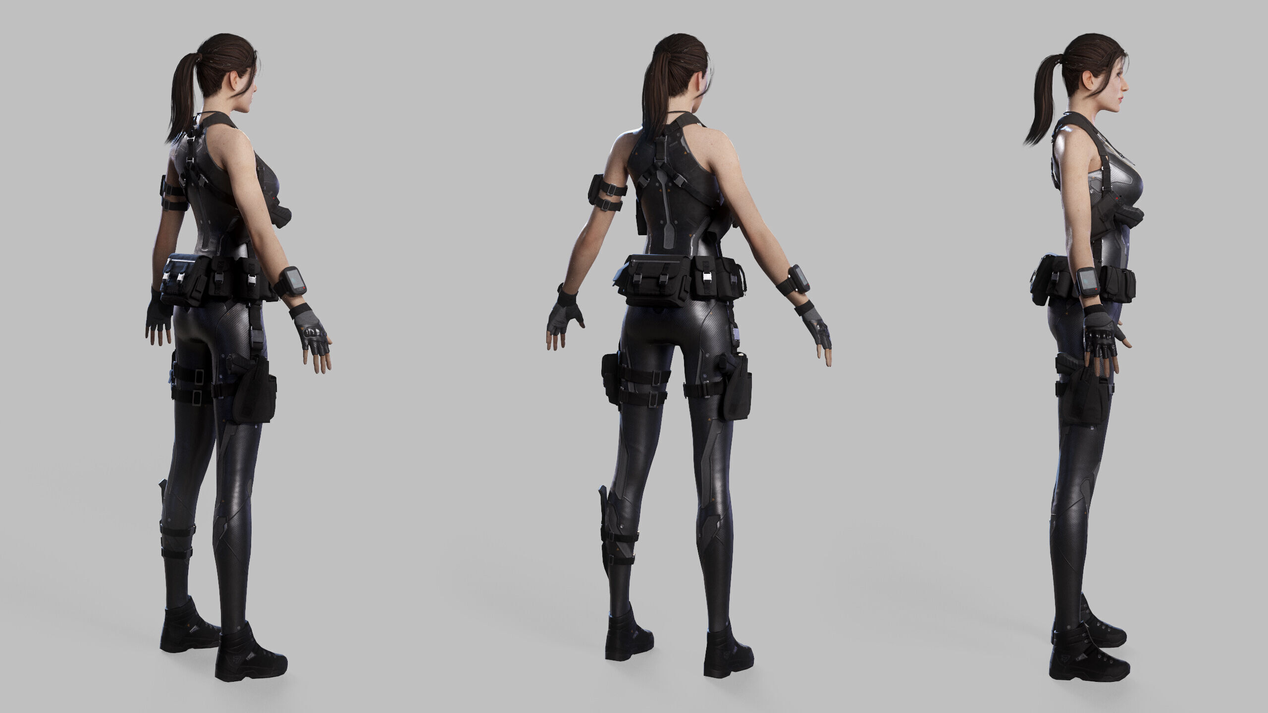 Female Sci Fi Soldier Low-poly 3D model_21