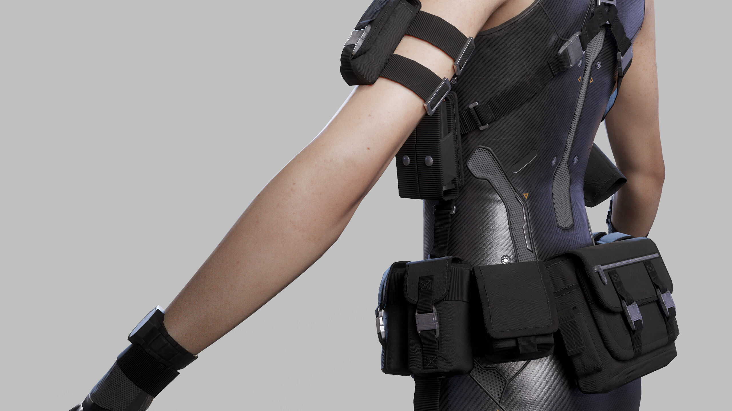 Female Sci Fi Soldier Low-poly 3D model_14