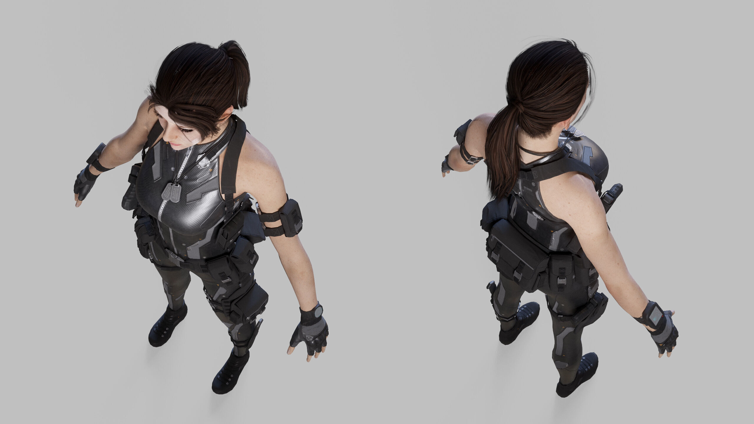 Female Sci Fi Soldier Low-poly 3D model_24