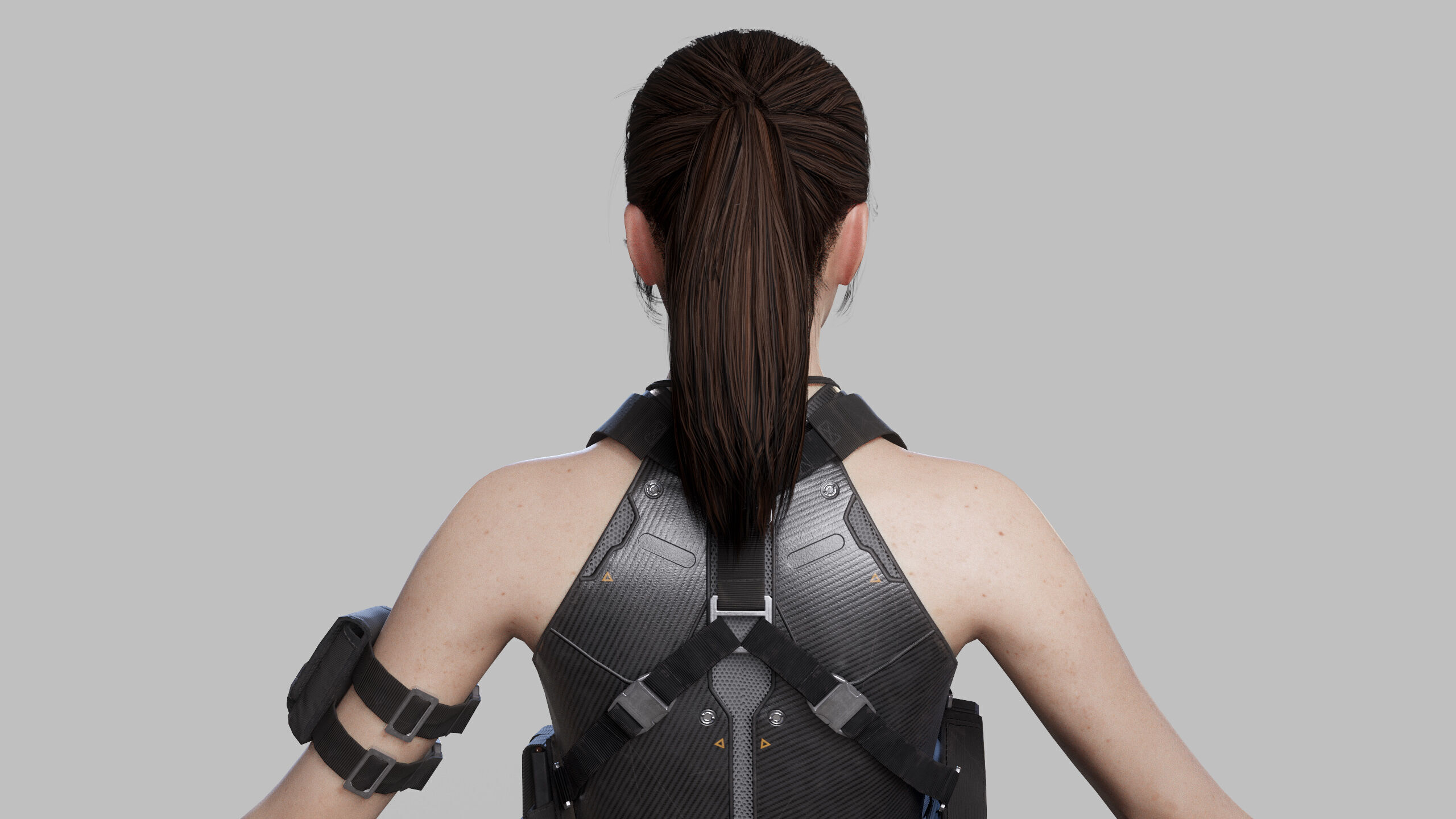 Female Sci Fi Soldier Low-poly 3D model_10