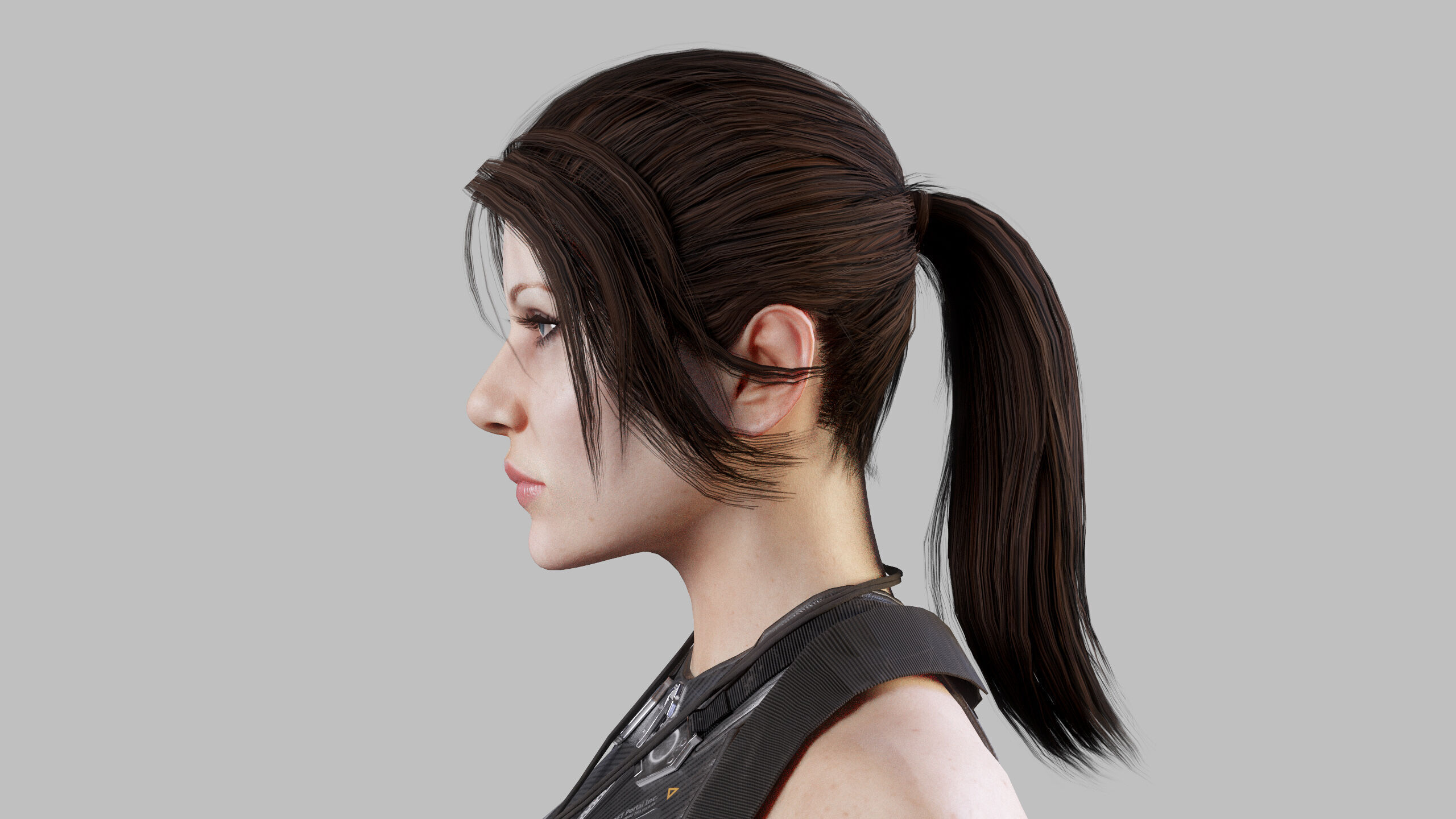 Female Sci Fi Soldier Low-poly 3D model_7