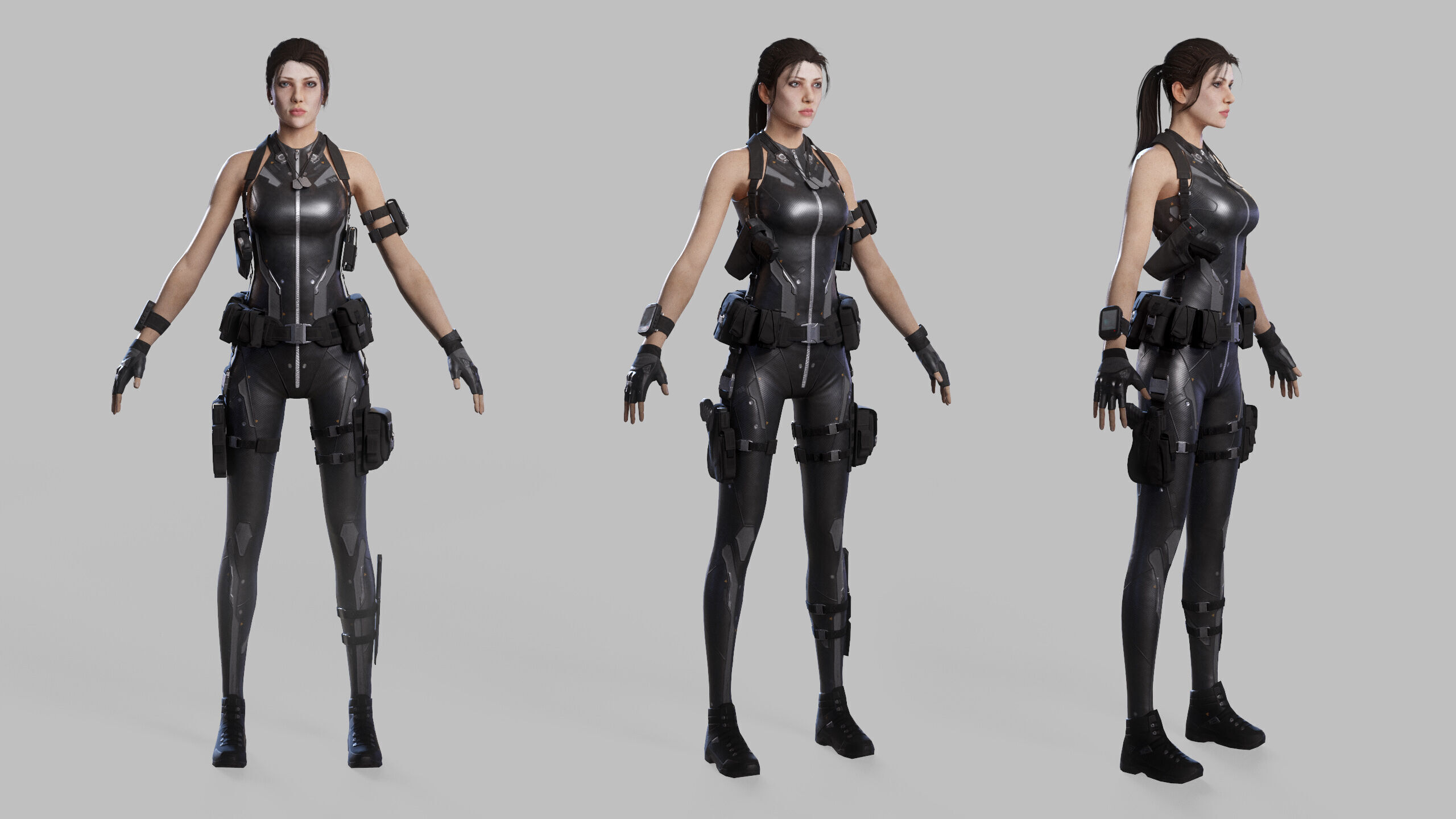 Female Sci Fi Soldier Low-poly 3D model_20