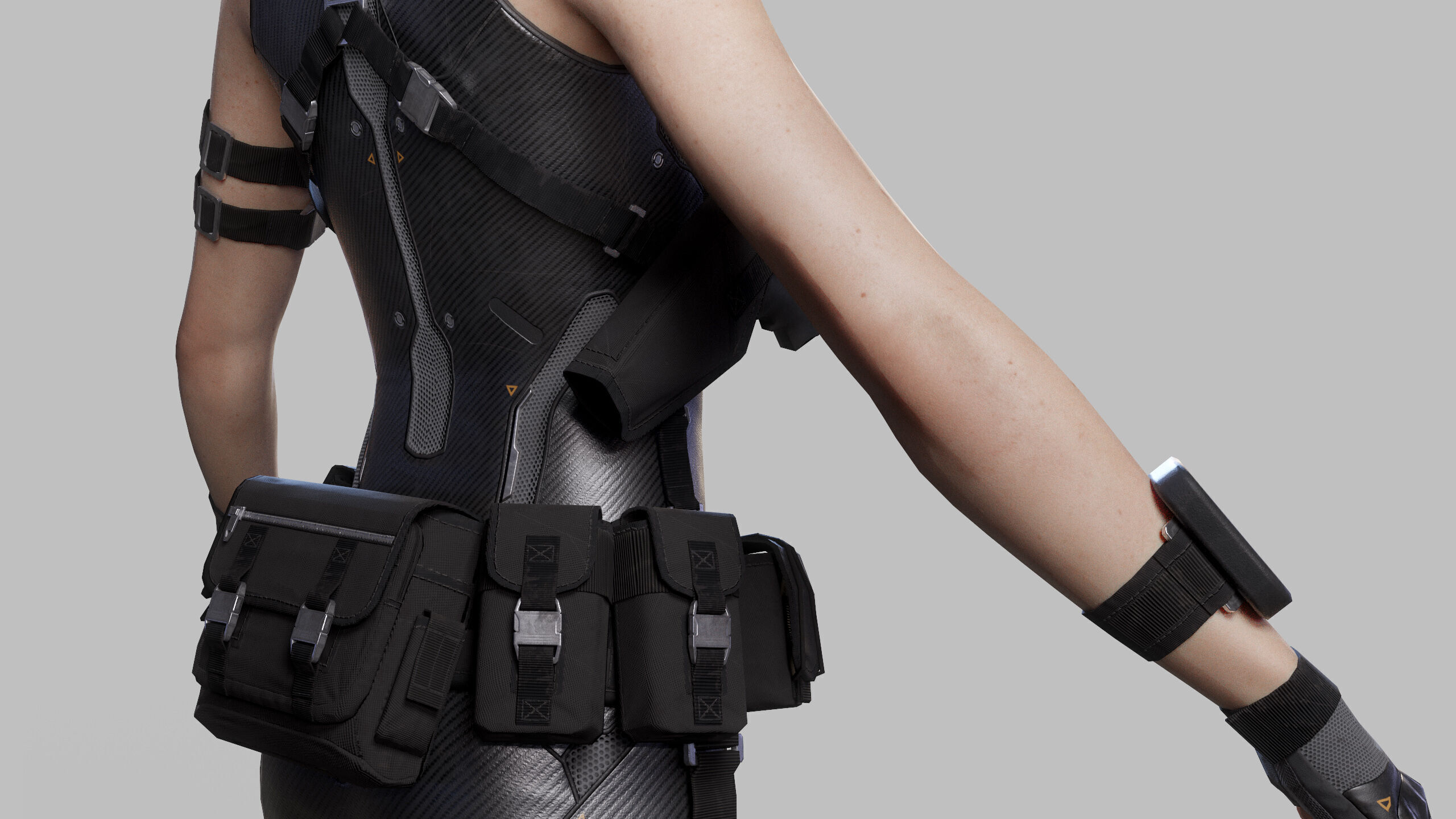 Female Sci Fi Soldier Low-poly 3D model_13