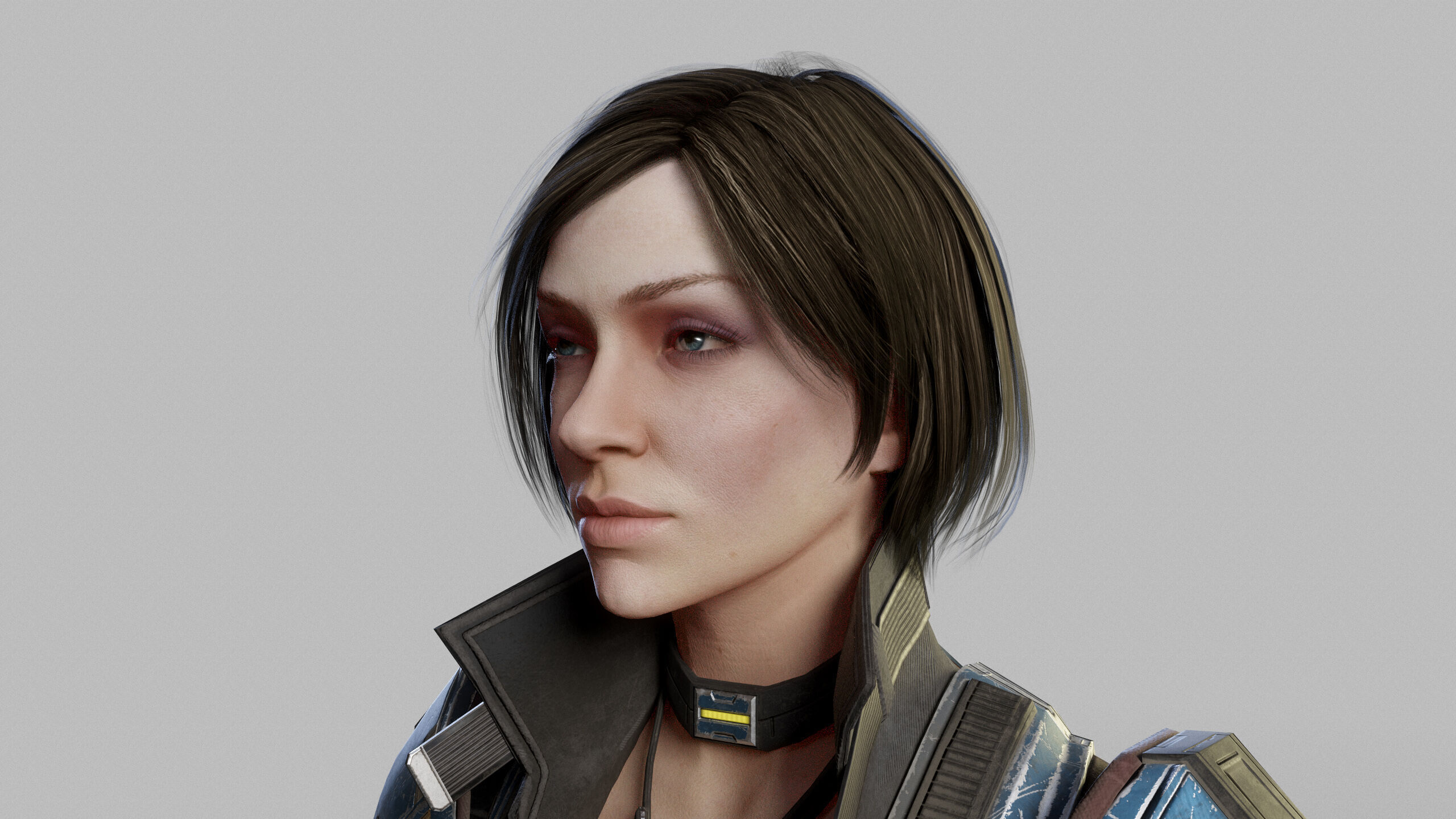 Female Sci Fi Soldier Low-poly 3D model_9