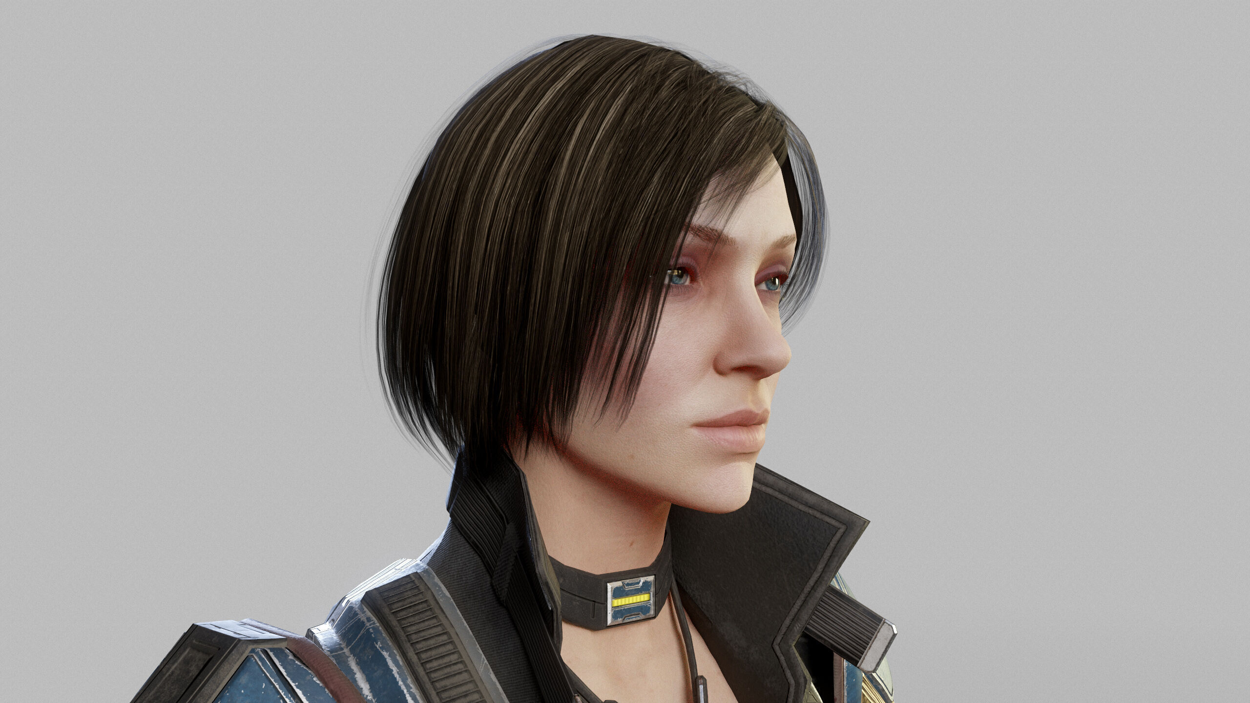 Female Sci Fi Soldier Low-poly 3D model_5