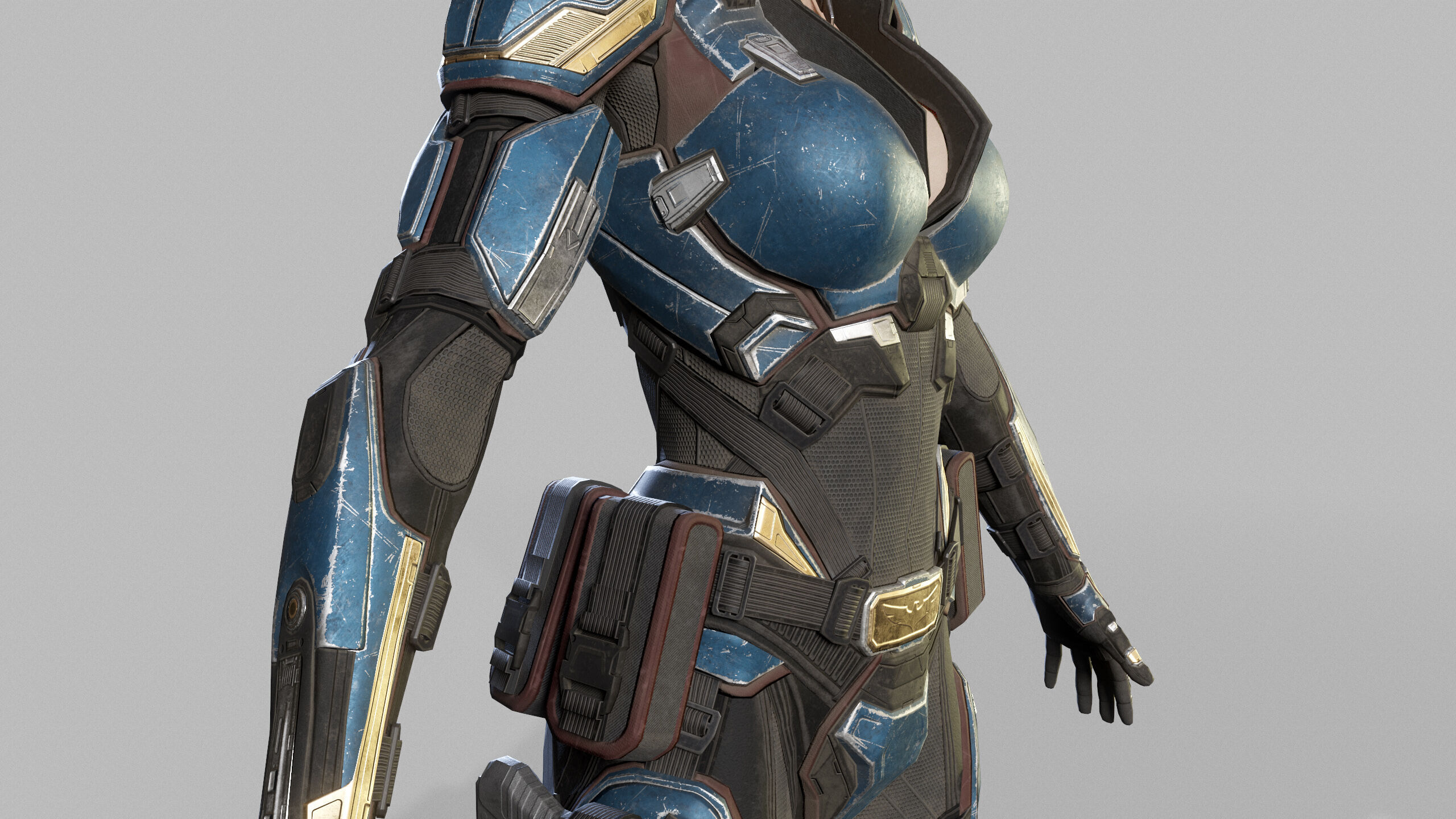 Female Sci Fi Soldier Low-poly 3D model_13