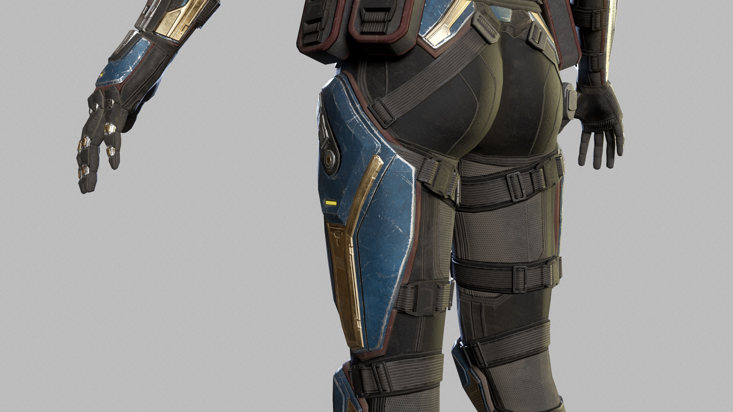 Female Sci Fi Soldier Low-poly 3D model_19