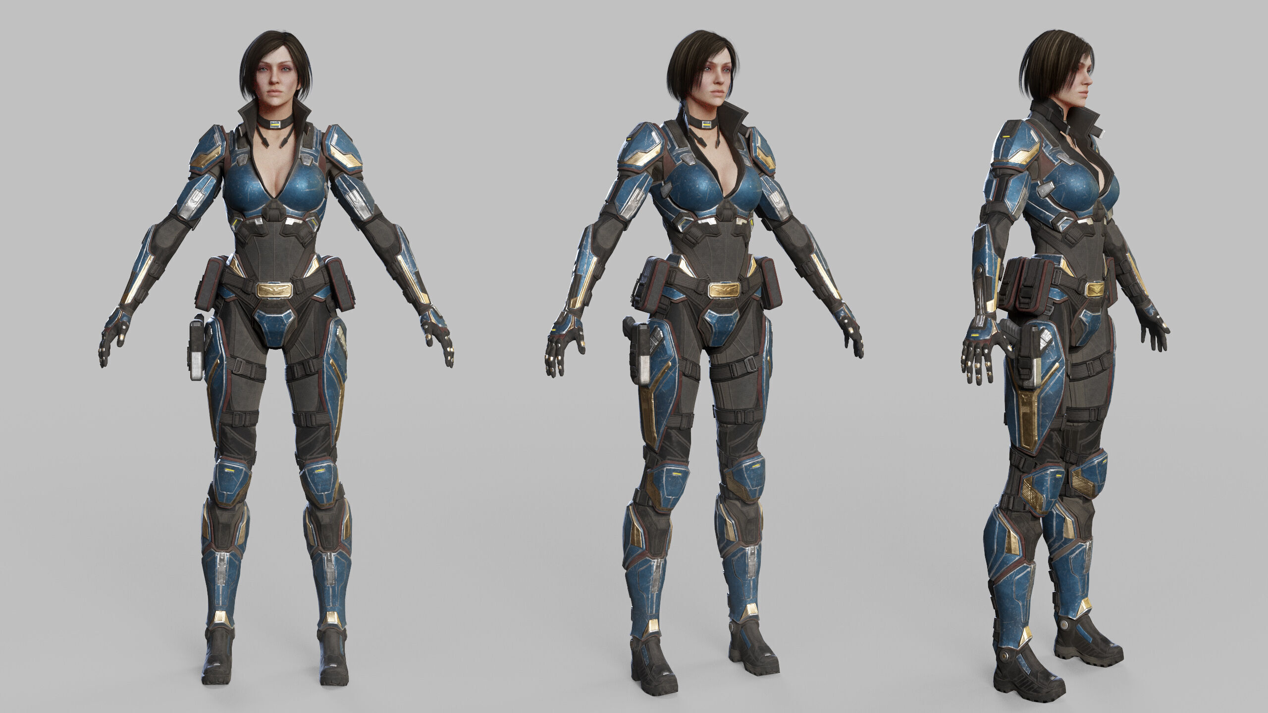 Female Sci Fi Soldier Low-poly 3D model_21