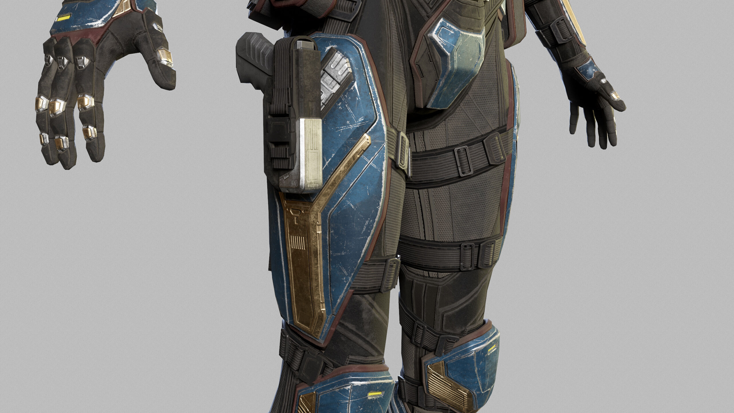 Female Sci Fi Soldier Low-poly 3D model_17