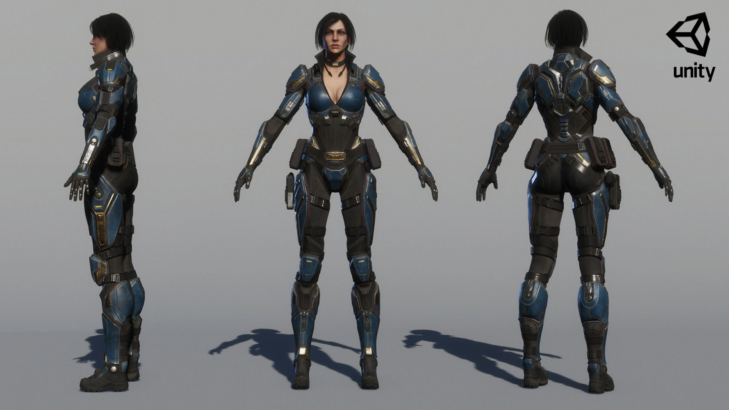 Female Sci Fi Soldier Low-poly 3D model_28
