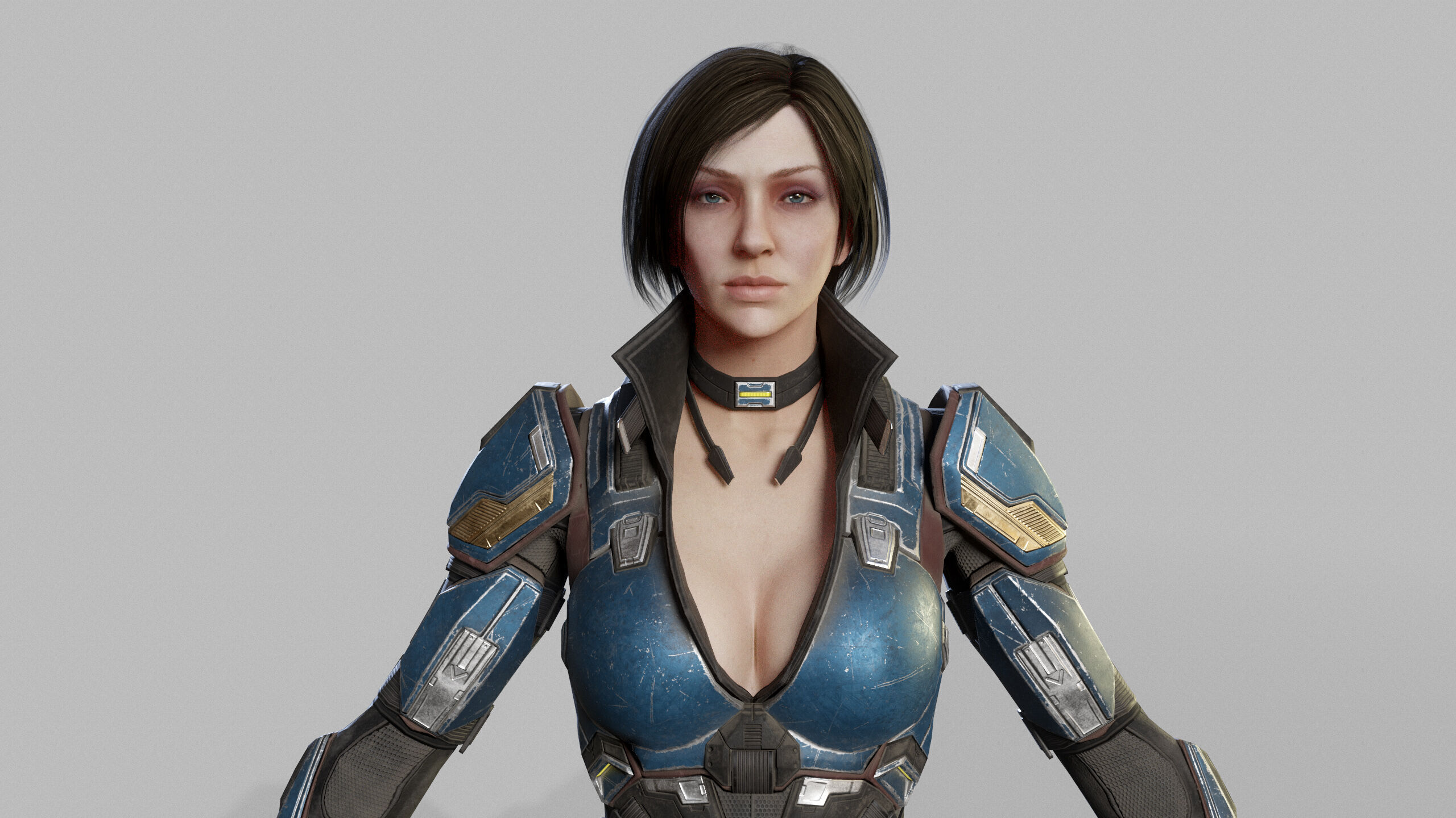 Female Sci Fi Soldier Low-poly 3D model_10