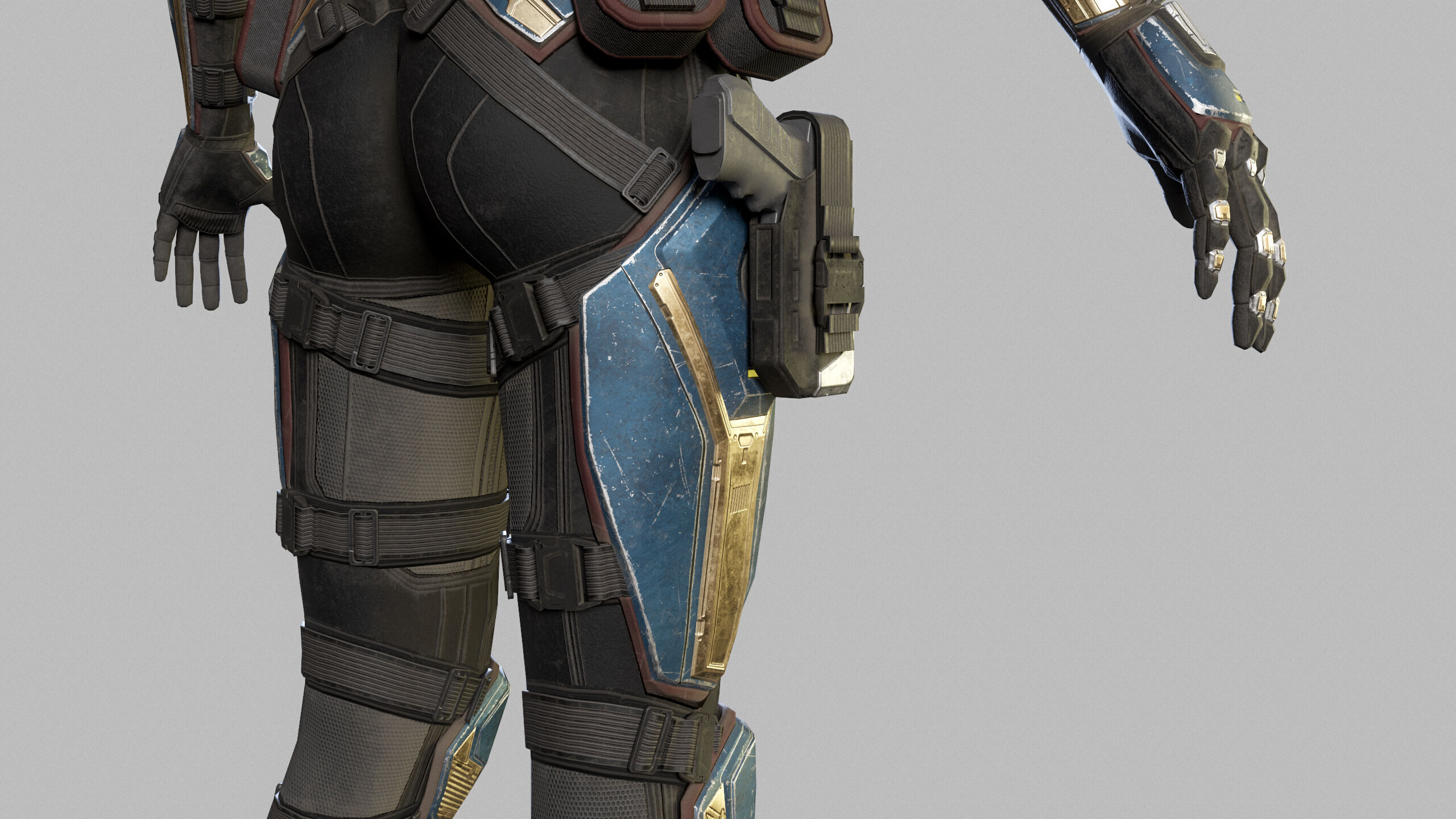 Female Sci Fi Soldier Low-poly 3D model_18