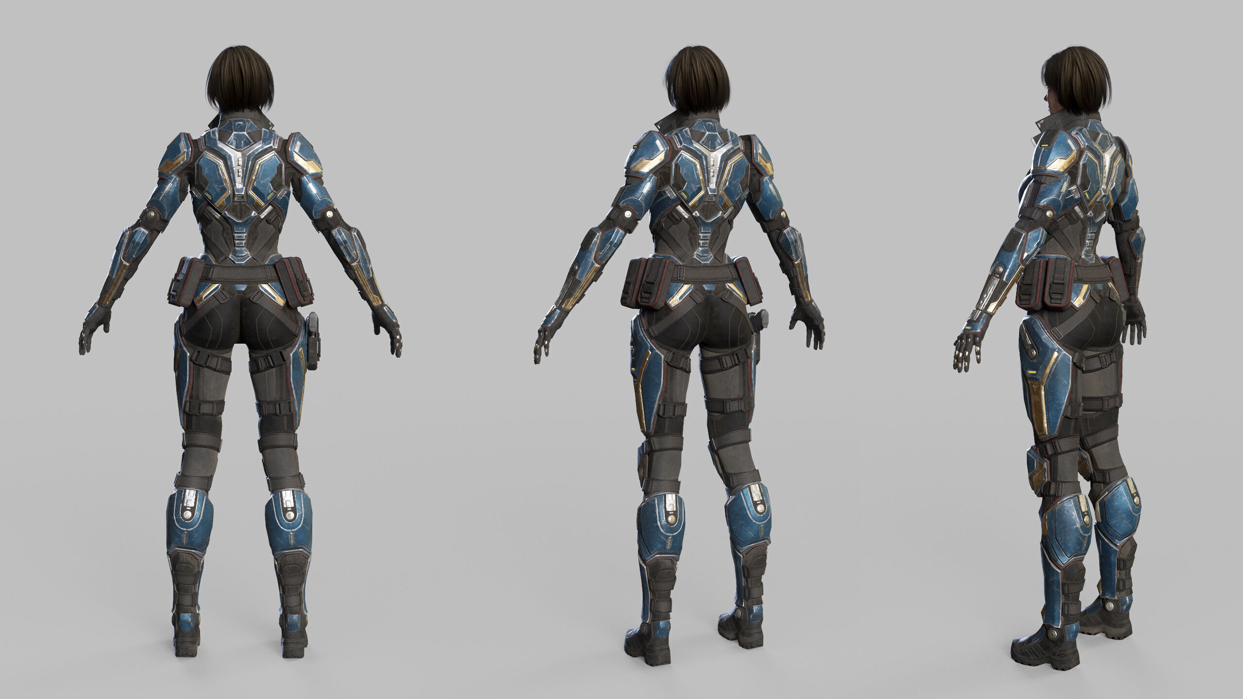 Female Sci Fi Soldier Low-poly 3D model_23